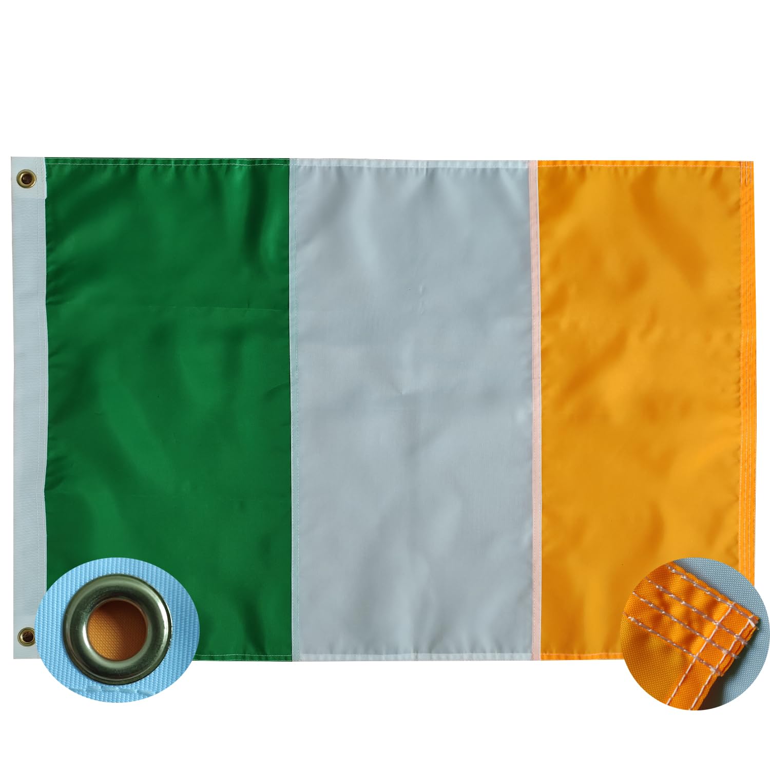 Irish Flag Ireland National Flag 2x3FT -(60x90cm) Sewn Stripes Outdoors Indoors St Patrick's Nylon flag Brass Grommets