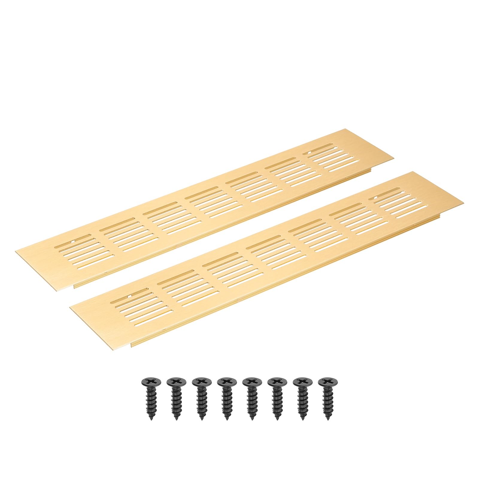 PATIKIL 6cm x 30cm Rectangle Ventilation Grille, 2 Pack Aluminum Air Vent Covers Louvered Ventilation Cover with Mounting Screws for Cabinet Closet Door Wardrobe, Gold