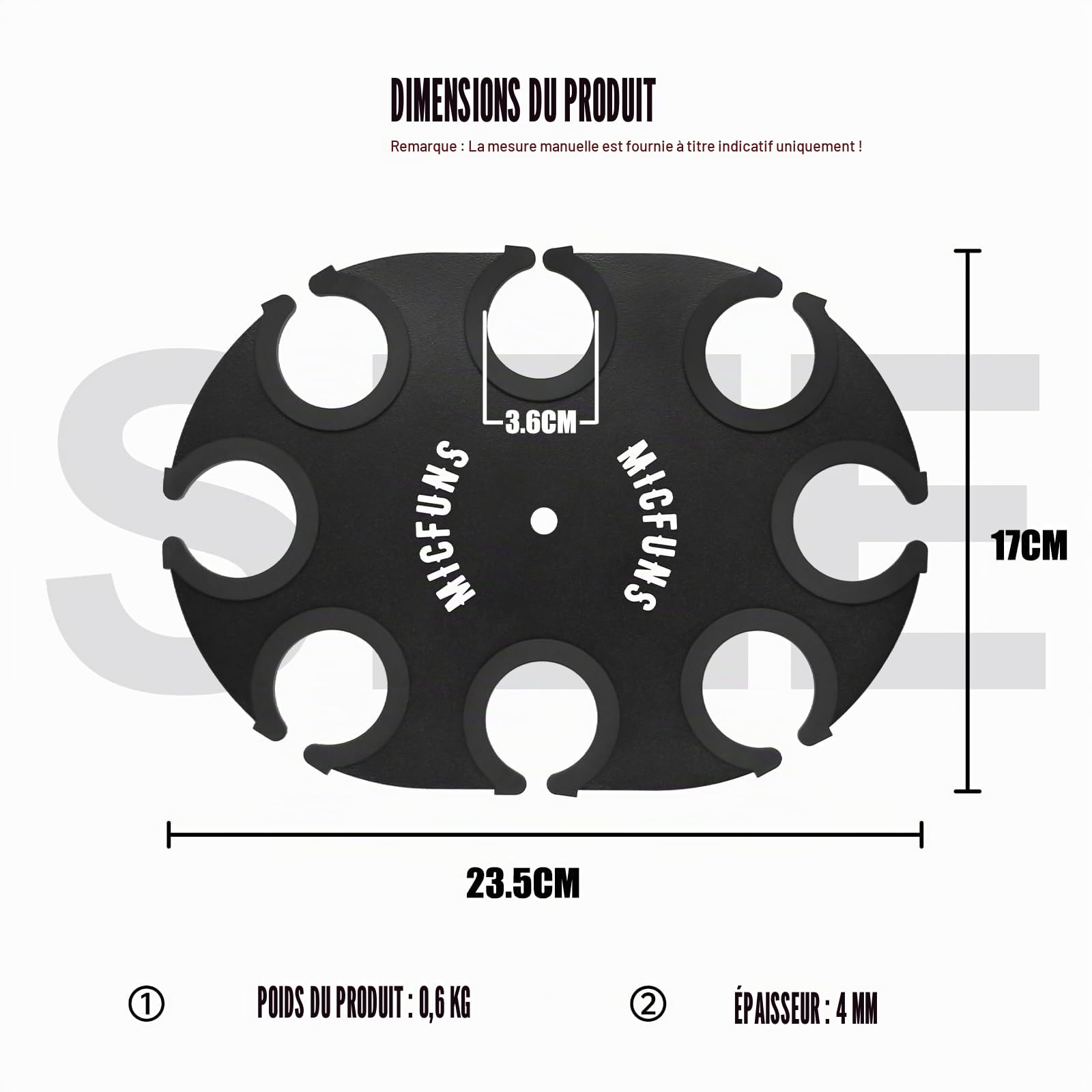 TM100 Support multi-microphone pour pied de microphone – Plateau carré pouvant contenir jusqu'à 8 microphones sur scène et écran avec 8 anneaux anti-roulement et adaptateur métallique (TM100-A