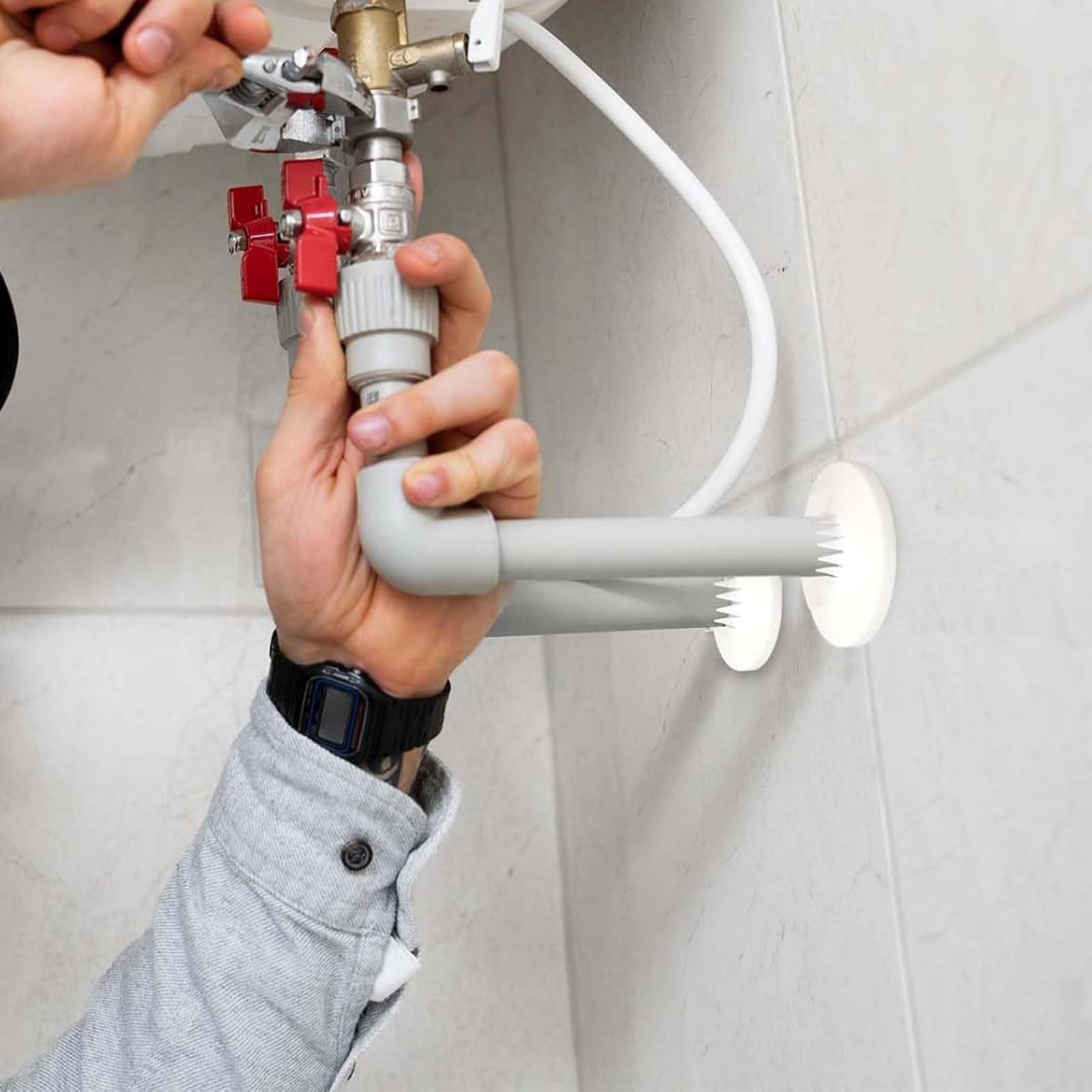 Rosette per Termosifoni, 8 Pezzi Copri Tubi Termosifoni, Bianco Copritubo Termosifone, a Scatto Copritubi Decorativi, Copritubo Riscaldante, per Tubi da 16/20/25 mm