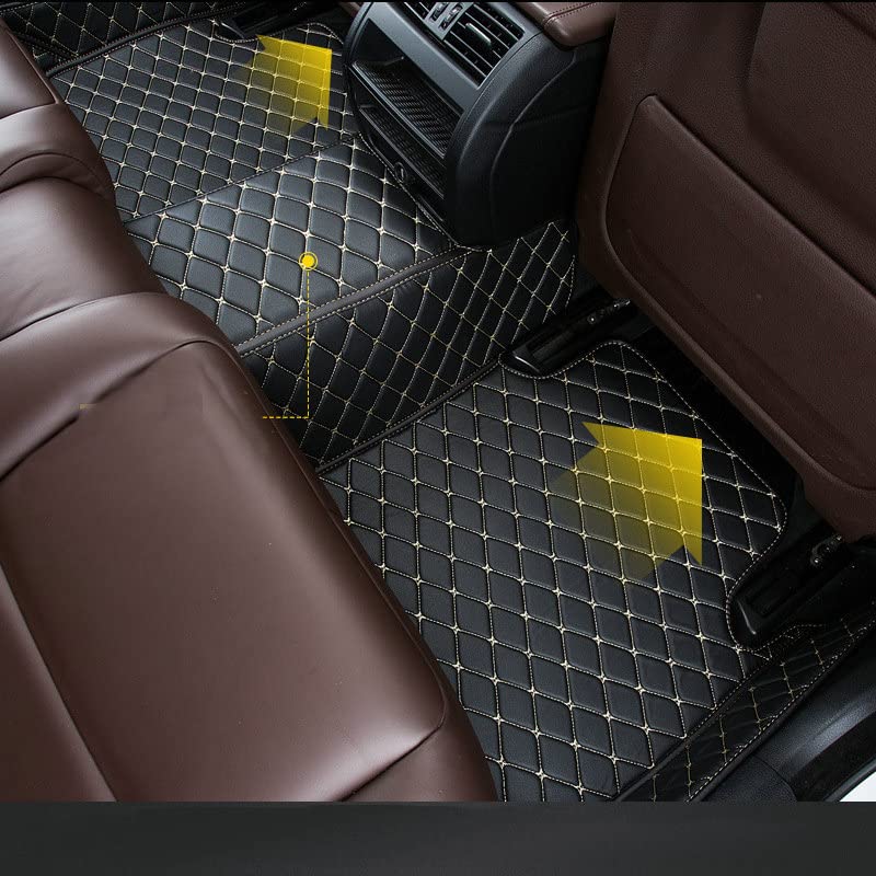 Custom Car Floor Mats Fit for 99% Sedan SUV Sports Car Full Coverage Pads Leather Floor Liners Mat Women Men (Black with red line)