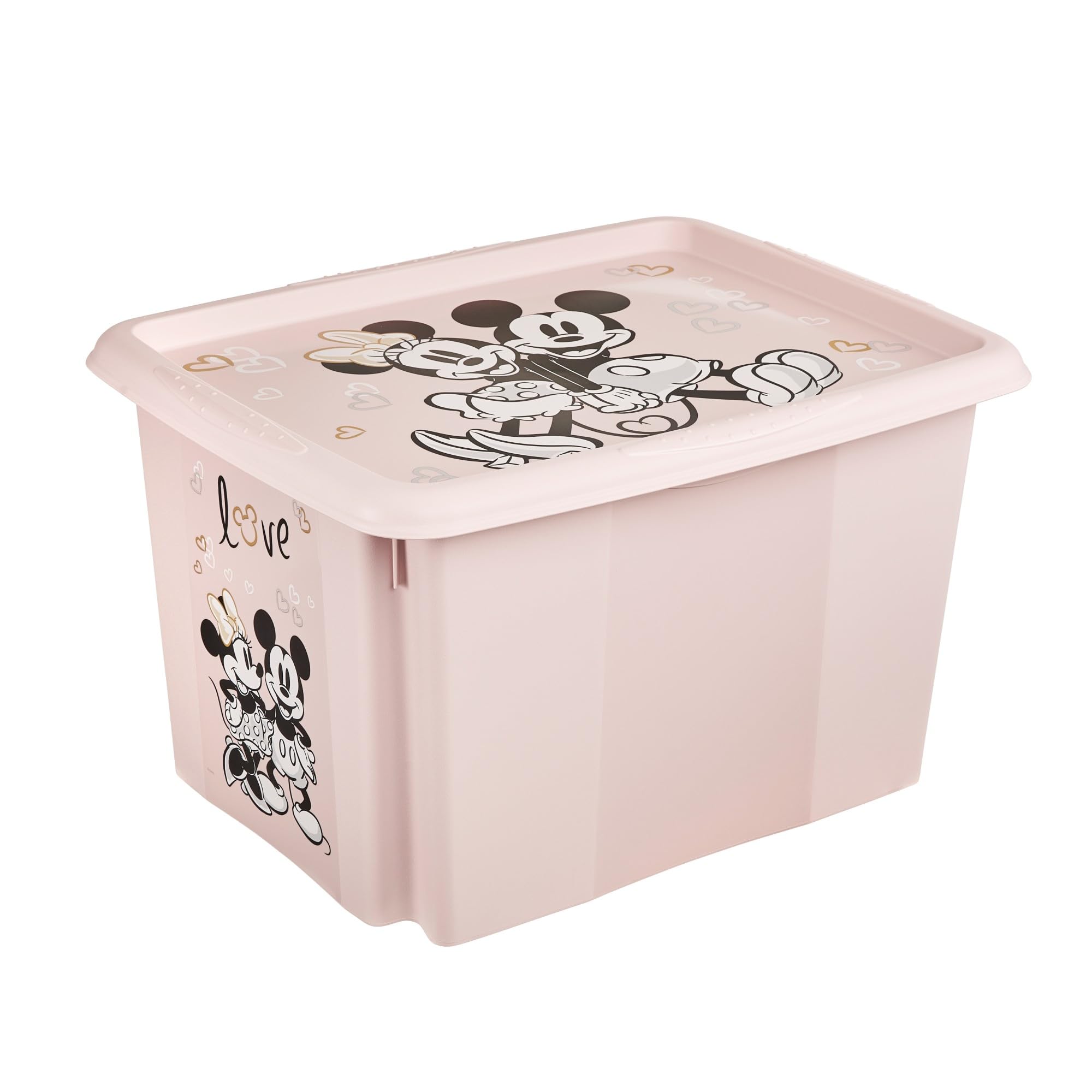 keeeper karolina 2x Minnie Aufbewahrungsbox mit Deckel, Dreh- und stapelbar, Für Kinder, 30 l + 45 l, Nordic Pink