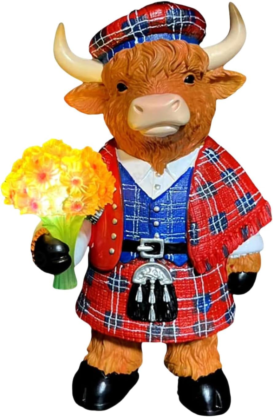GOUHIDAMAI Scottish Cow Bouquet Lamp, Scottish Highland Cow Lamp, Adorable Highland Cow Decor for Bedroom, Living Room, Party Centerpiece, Unique Idea for Home Decor Enthusiasts