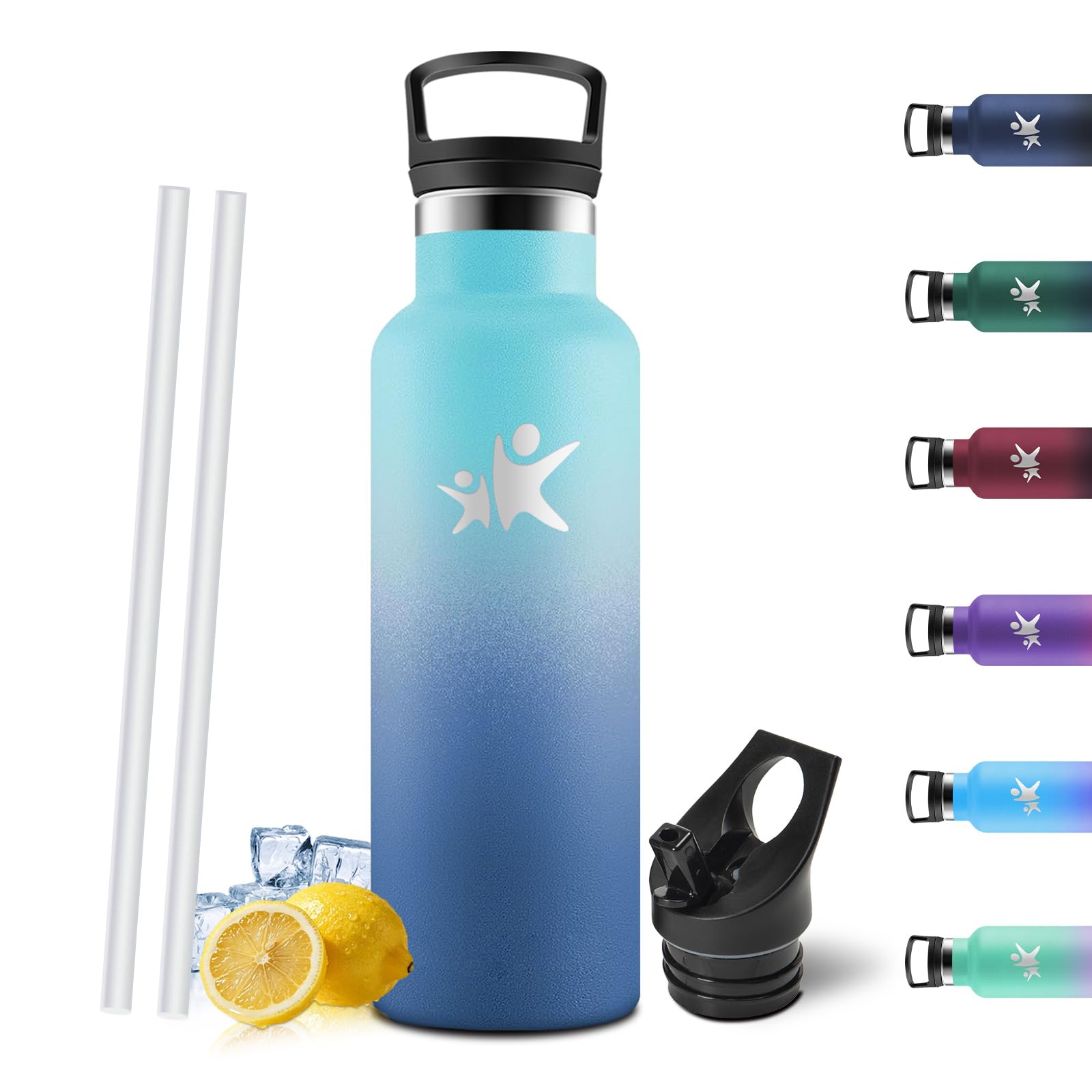 Motswedi Botella Termica 750 ml, Borraccia Acciaio Inox, per Acqua Fredda e Calda, Bottiglia Termica, a Prova di Perdite, Bottiglia Acqua, para Palestra, Ufficio, Yoga, Azzurro cielo & Blu scuro