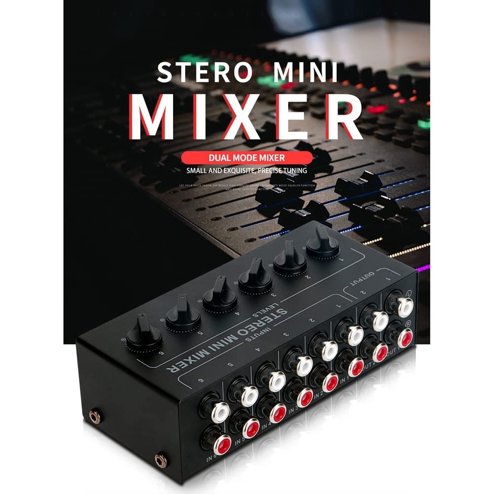 MéLangeur Passif StéRéO 6 Voies MéLangeur Audio Portable 6 EntréEs 2 Sorties Distributeur StéRéO ContrôLe du Volume Batterie Requise