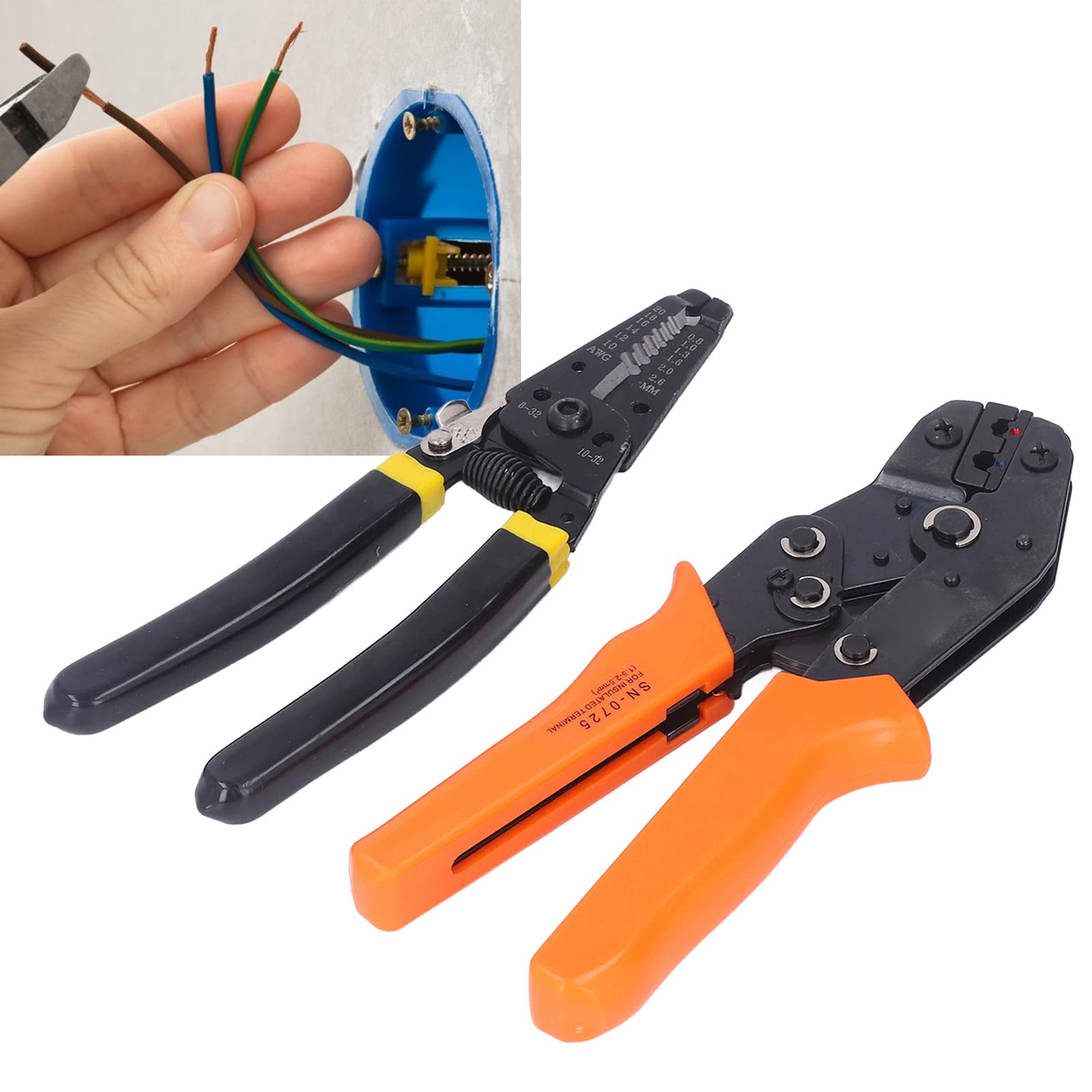Kit de herramientas de prensado de cables con 4 mordazas intercambiables, alicates de corte pelador para terminales