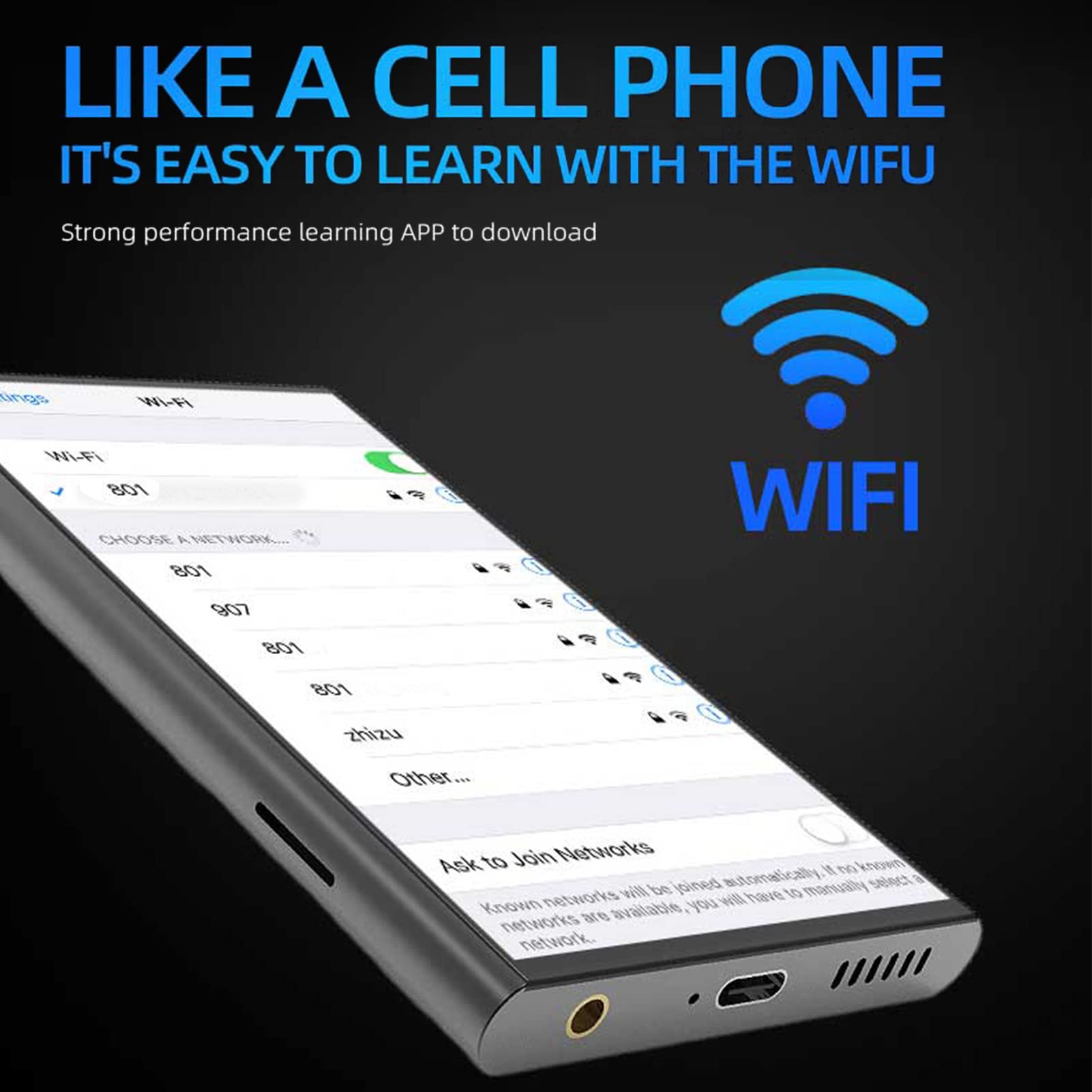 MP4 Player 4 Inch, Portable Music Player, Stable and Efficient BT HD Octa Core HiFi Sound Music Player with Zinc Alloy Middle Frame