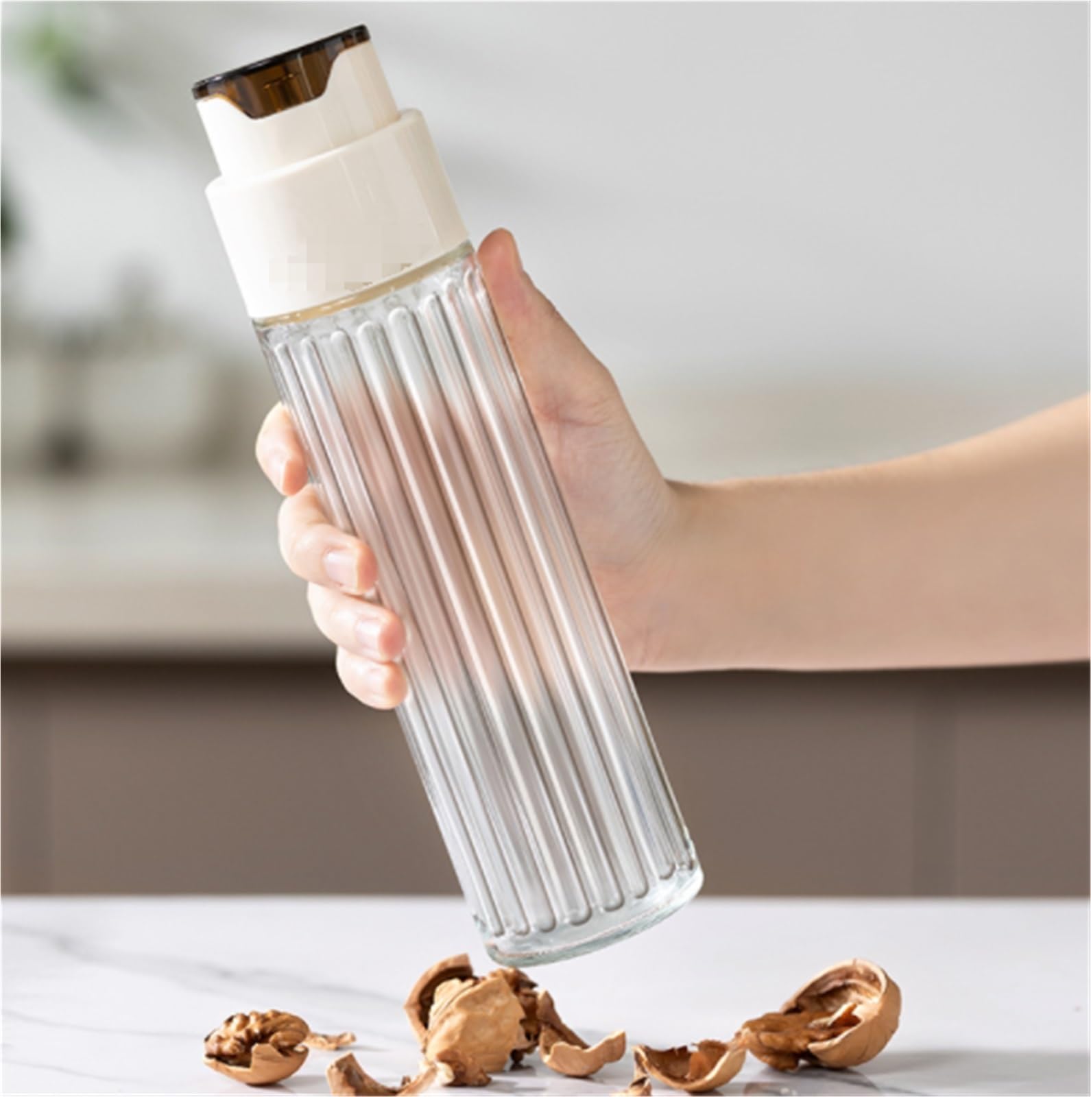 Pulverizador Aceite Spray Dispensador De Aceite Aceitera De Cristal con Boquilla De Apertura Y Cierre Automático For Asar Y Freír Spray Aceite Cocina