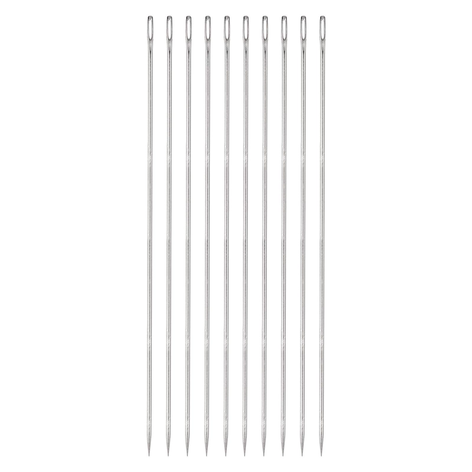 uxcell 10pcs 10 Inch Upholstery Needles Large Eye Stitching Needles Stainless Steel Straight Hand Sewing Needles for Home Hand Sewing Leather Tapestry Embroidery Tufting Webbing Carpet