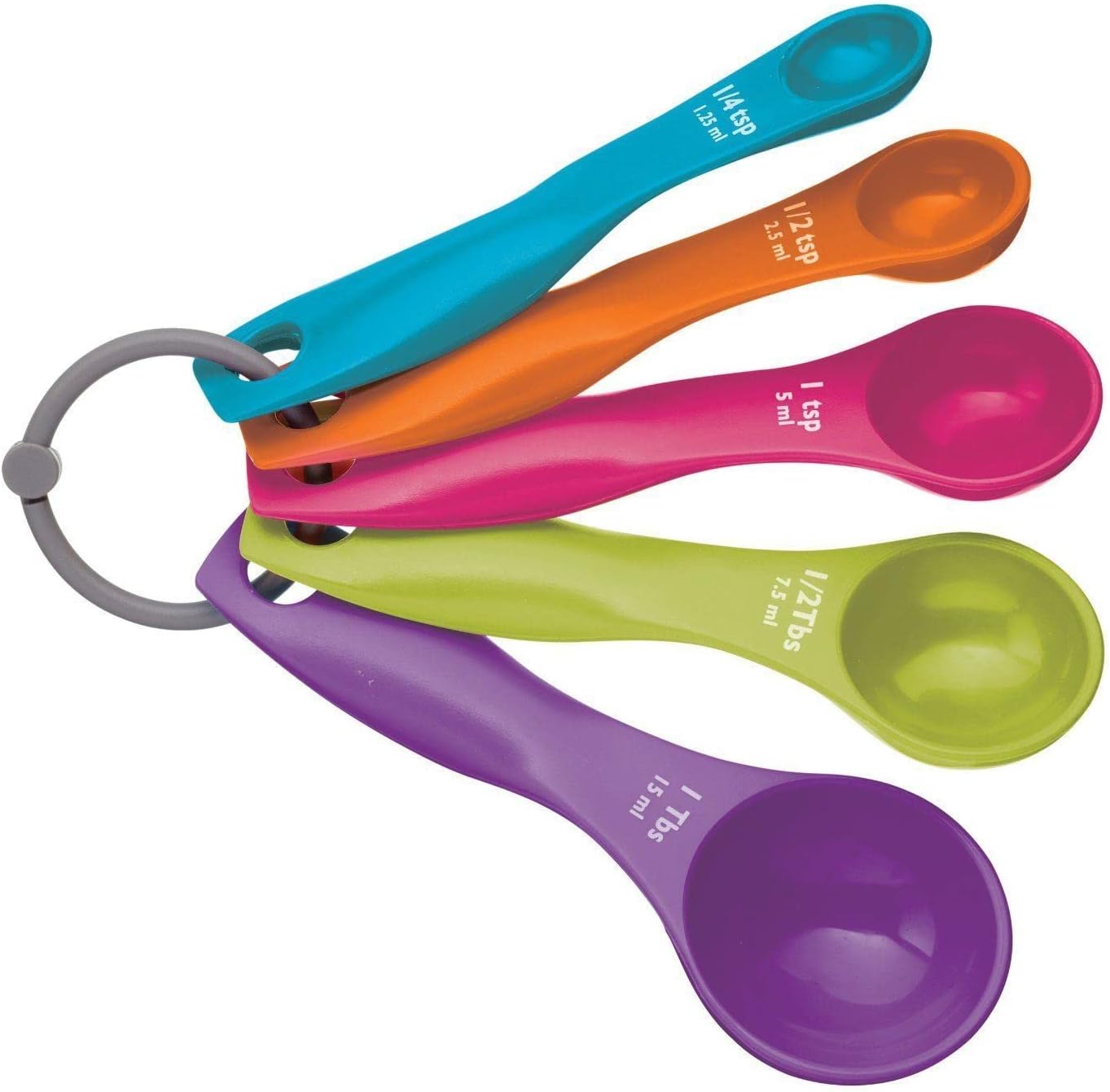 SHATCHI, 5 Spoons for Measuring Food, Durable, Stain Resistant and Dishwasher Safe Plastic