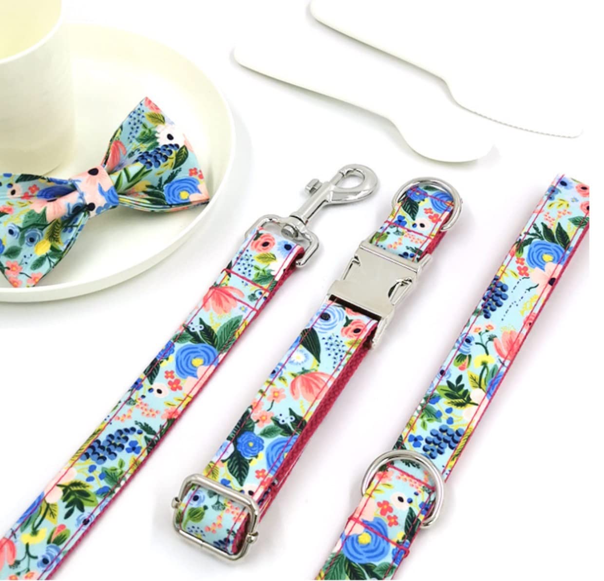 Correa Perro Correr Estampado de Correa Cuello Perro Mascota Ajustable Collar poliéster cómodo Suministros para Mascotas Antideslizantes Reforzada(42-48cm)