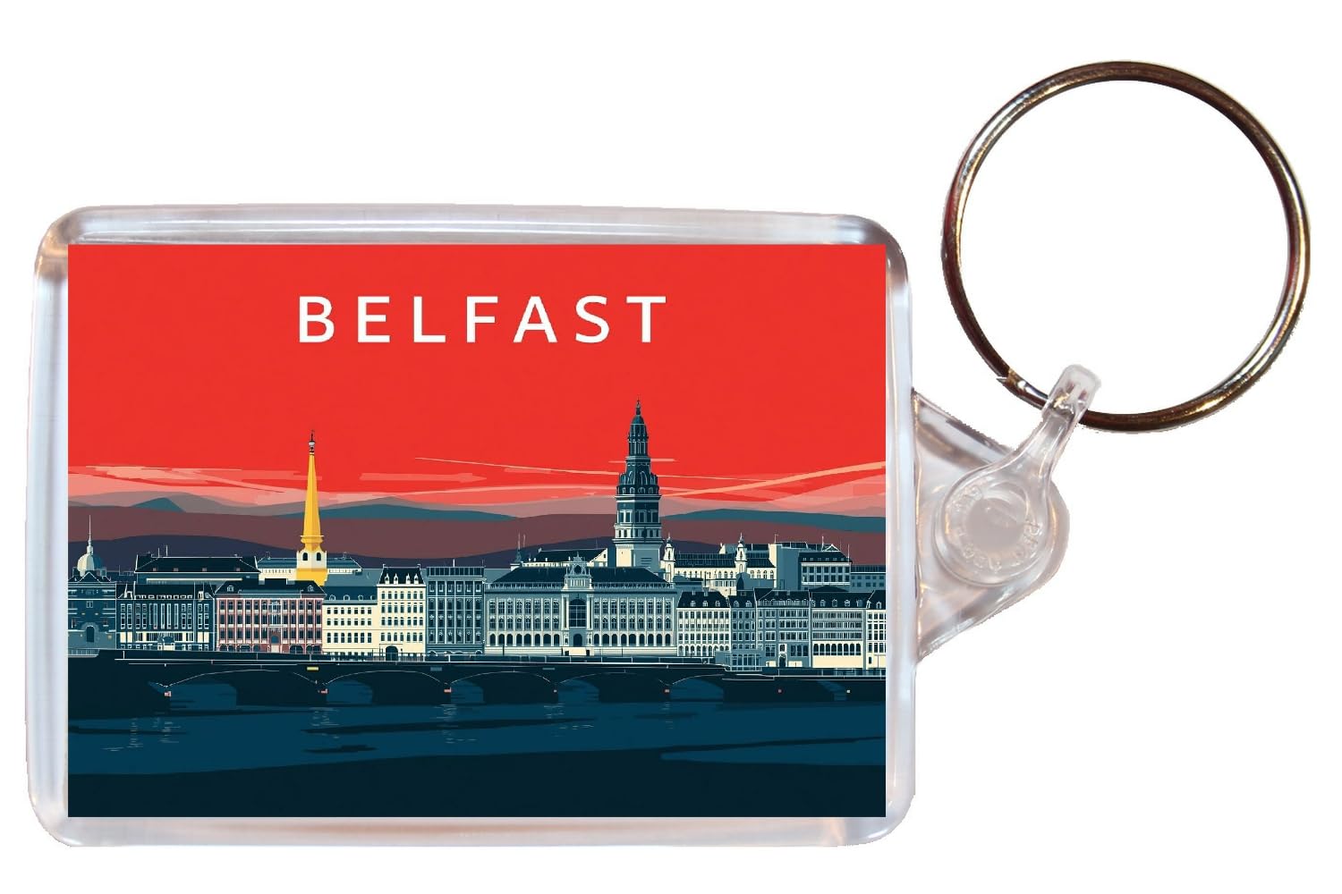 Baked Bean Store Multicolor Belfast - Northern Ireland - Double Sided Keyring Artistic Bbs26key287