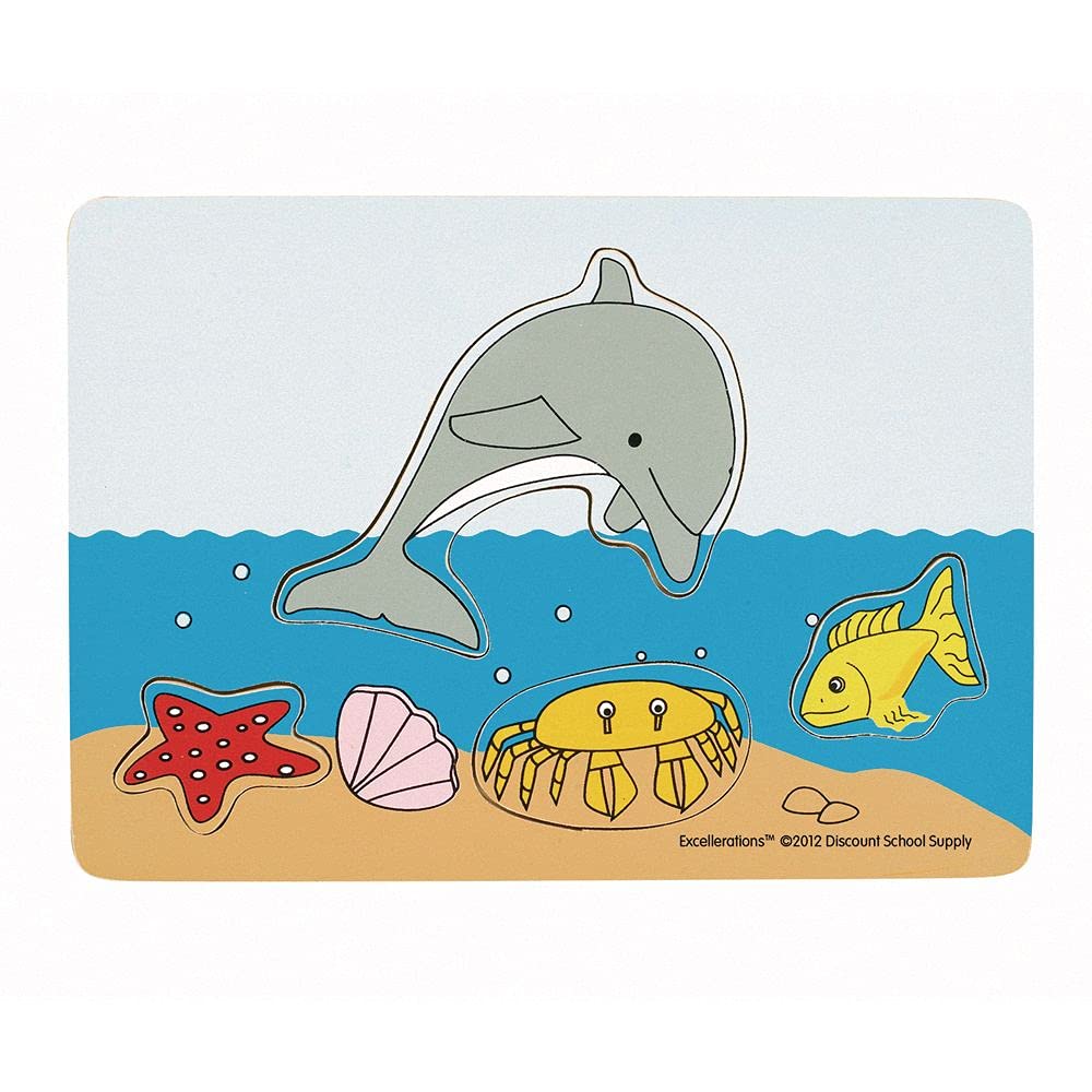 Excellerations Chunky Puzzle 8-1/8 inches L x 5-1/2 inches W with Chunky Wooden Pieces, 4-7-Piece Puzzles, Toddler, Preschool, Educational Toys and Gift, Set of 12 Puzzles, Preschool - Image 9