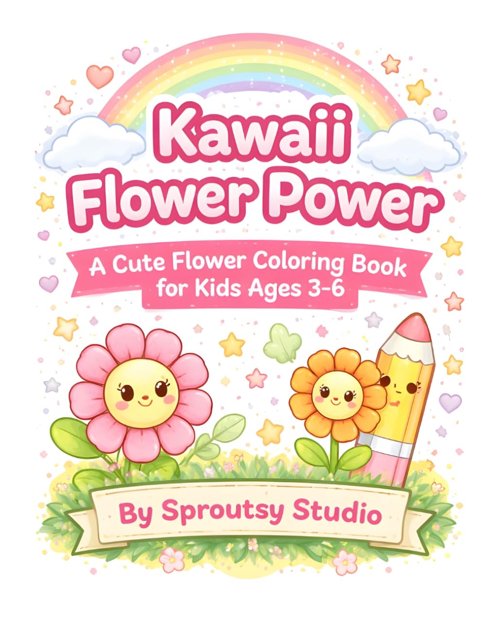 Kawaii Flower Coloring Book for Kids Ages 3–6: Super Cute & Easy Flowers with Bold Lines for Toddlers & Preschoolers