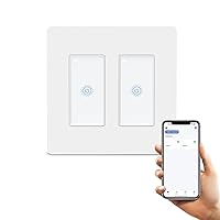 Vista 1 de Interruptor inteligente táctil, interruptor de luz inteligente de 2 bandas, interruptores de luz WiFi inteligentes dobles, interruptor inteligente