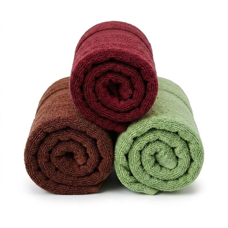 Image of TowelWala Premium Hand Towel Soft Absorbent Quick Dry (Brown /Maroon /Green)
