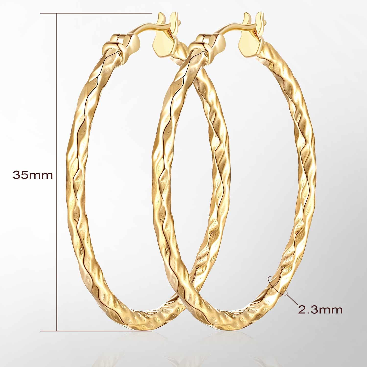 14K Gold Hoop Earrings for Women,Large14K Gold Earring Thick Women’s Hoop Earrings Jewelry 30 mm,35 mm (35MM) - Image 2