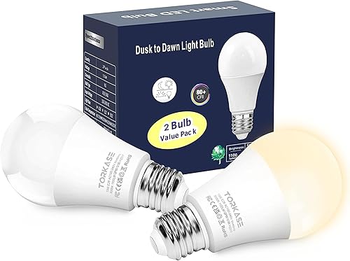 Torkase Bombillas de luz para exteriores del anochecer al amanecer, no requiere temporizador, 12 W (equivalente a 100 W), blanco cálido 3000 K,