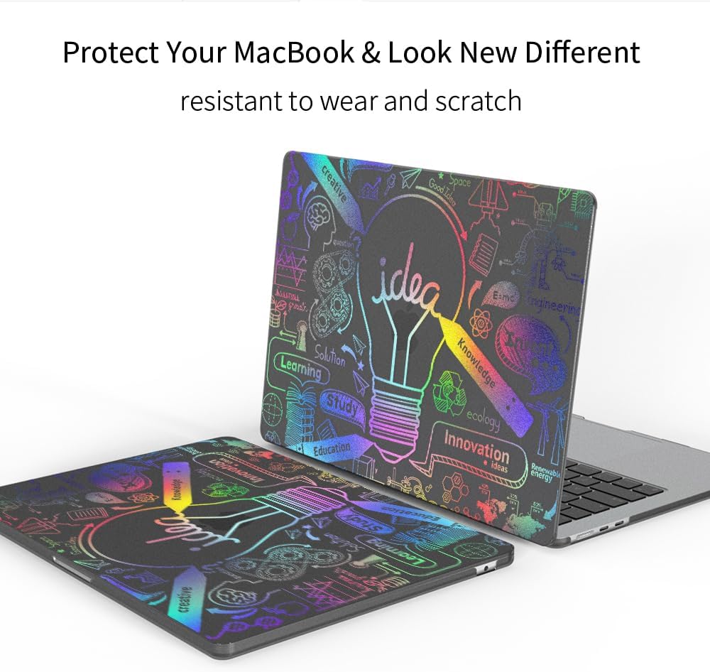 Frosted Case for New MacBook Air 13.6 Inch (2022-2024 Release Model: A3113 M3 A2681 M2 Chip), Notebook Case and Keyboard Cover and Screen Protector, (Matte Black Bulb) F07