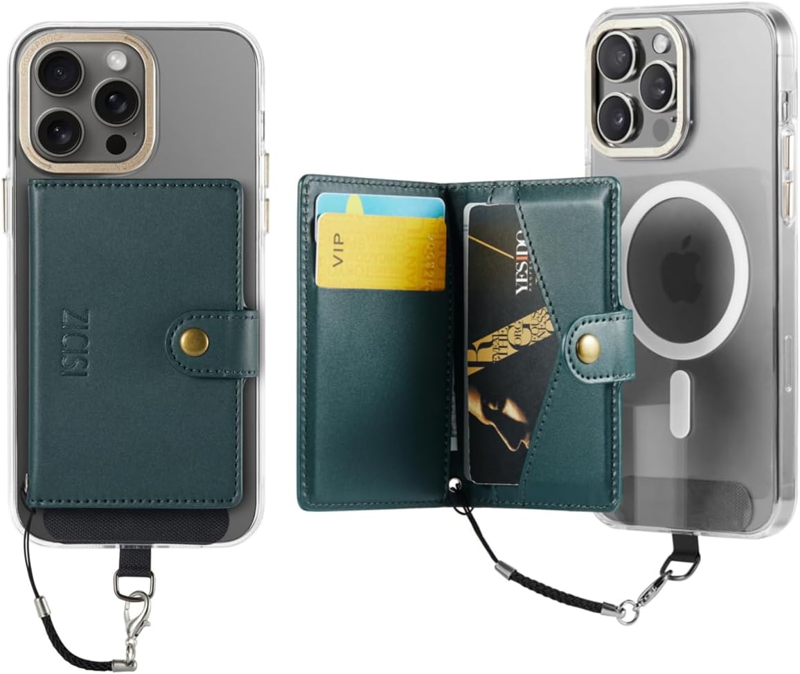 for Apple Magsafe Wallet,PU Leather Magnetic Wallet for iPhone 17/16/15/14/13/12 pro Max/Mini/plus,6 Card Holders with RFID Blocking (Dark green)