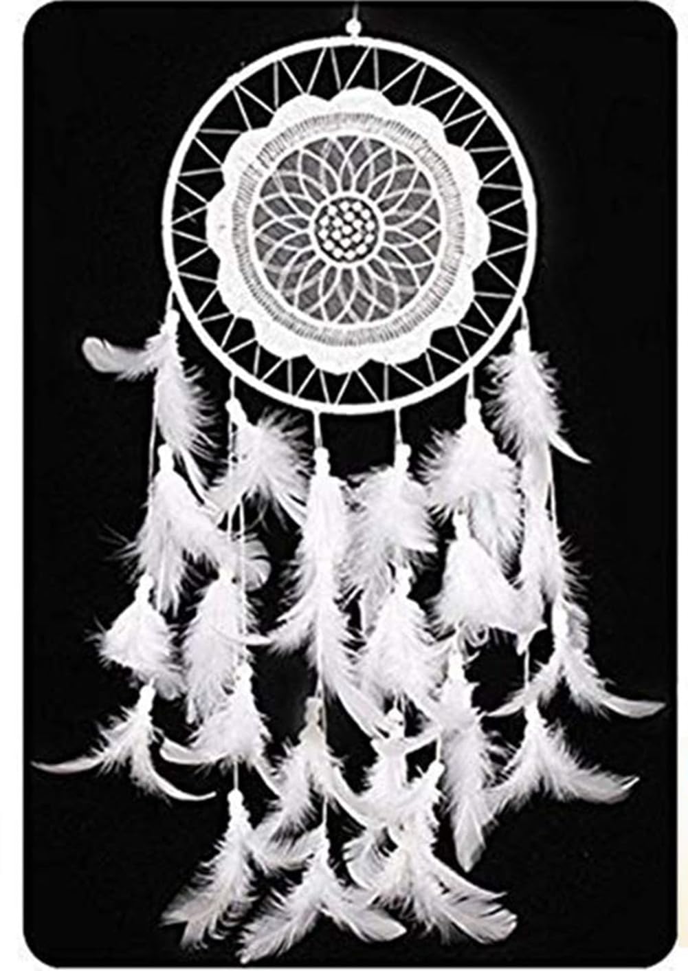 CHICIEVE Dream Catcher White Feather Dreamcatchers for Wall Hanging Decoration Wedding Decoration Ornament Christmas Craft -Dia 7.9 inch