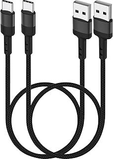 SUMPK 50cm USB C Cable [2 Packs] Short Type C Cord USB 2.0 Data Sync Braided 3A Fast Charge Compatible with Samsung Galaxy S22 S22+ S21 S20 S10 Plus S9 Ultra 5G, LG V50 V40, Moto