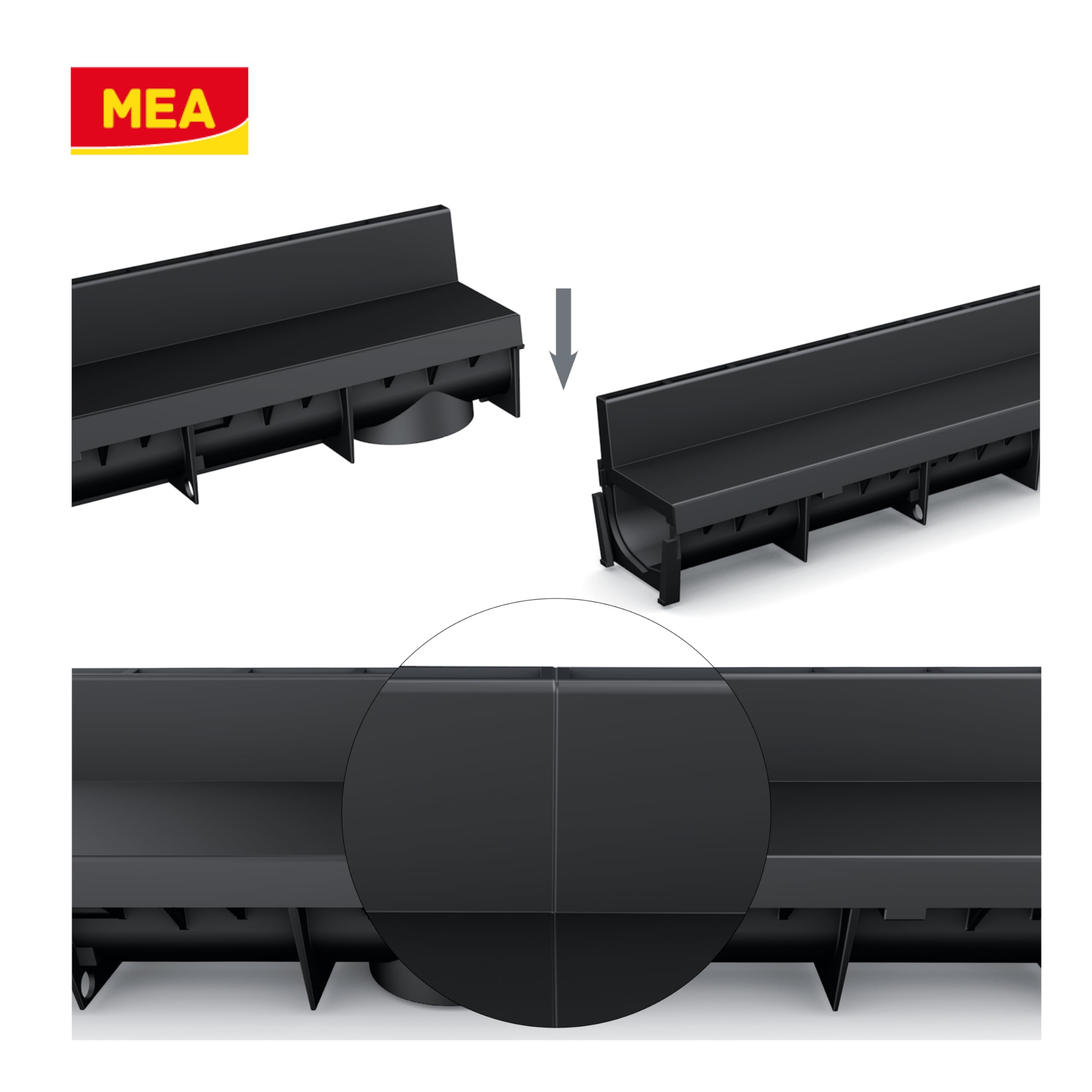 MEAPARK Pack de 9 Caniveaux Extérieurs Grille à Fente en PP Recyclé Drainage Terrasse Classe A15 Piéton Largeur utile 10 cm