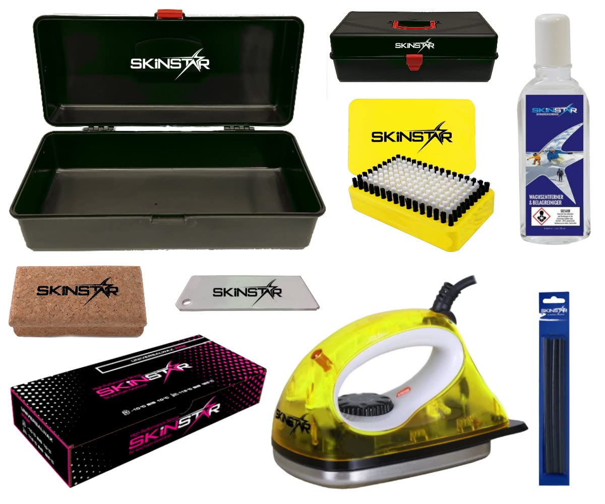 SkinStar Skiwax Set Skiwachs Starter Set inkl. Wachskoffer 8- teilig