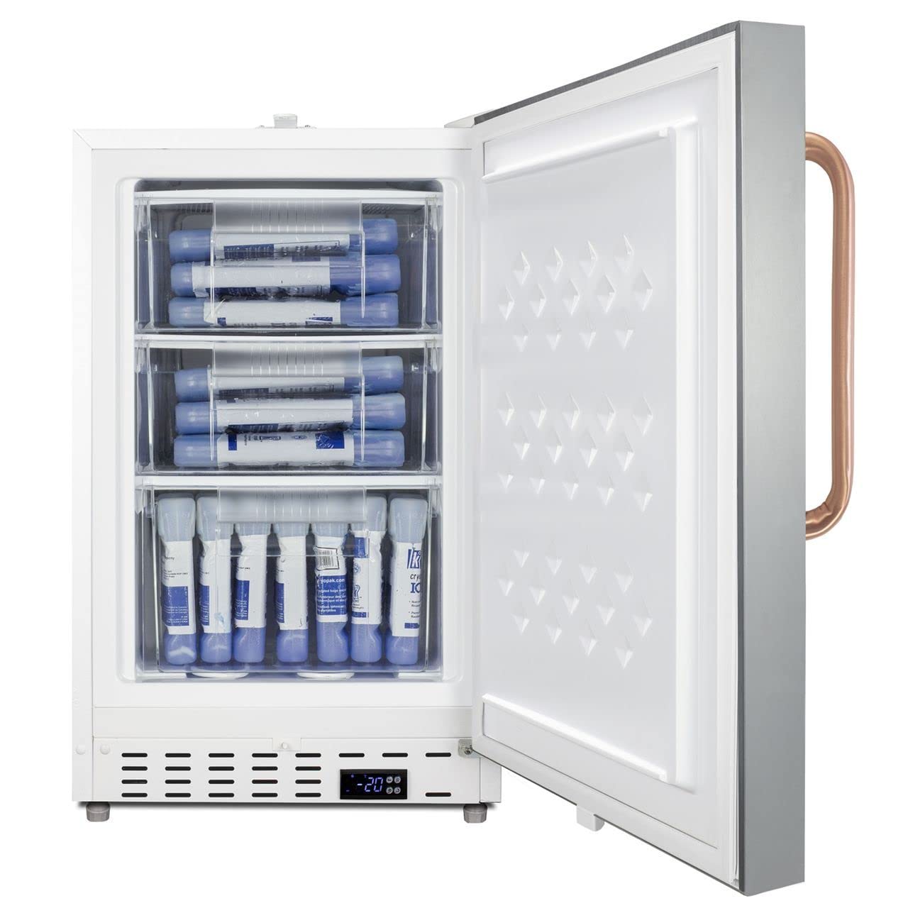 Accucold 20” Freezer, 2.47 cu.ft. Capacity, Undercounter, Built-in, Breakroom, ADA Compliant, -25°C Storage, Copper Handle, Stainless Steel - ADA305AFSSTBC on Fridge.com