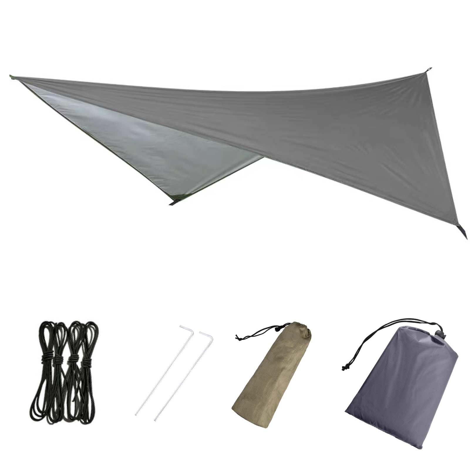 Azarxis Hammock Camping Tarp Rain Fly, Waterproof Tent Footprint Shelter Canopy Sunshade Cloth Picnic Mat for Outdoor Awning Hiking Beach Backpacking (Grey)