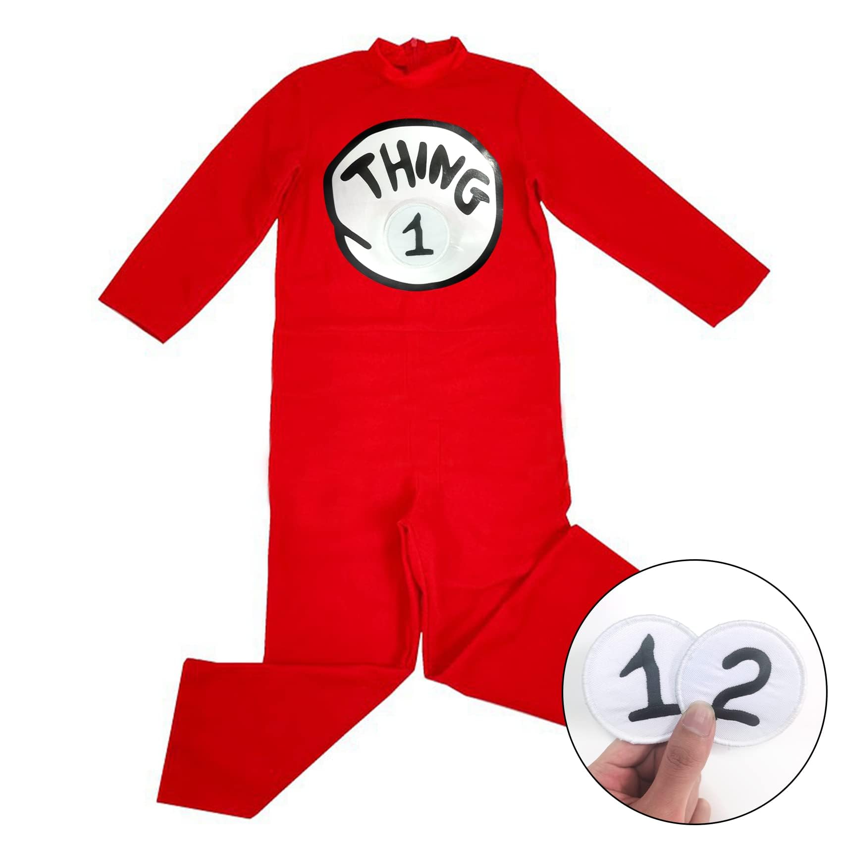 RMMD Thing 1 and Thing 2 Costume World Book Day Costumes for Boys Girls Thing One and Thing Two Costume for Kids with Blue Wig Thing Jumpsuit 1 and 2 Badges - Image 2