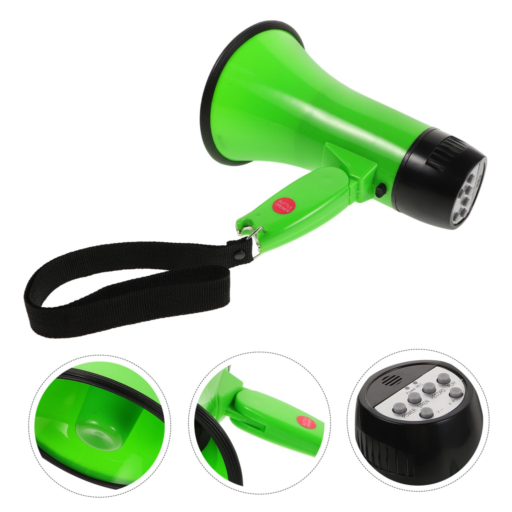 Megáfono Portátil de Mano Verde de 25 W con Grabación de 240 Segundos, Ligero Asa, Adecuado para Seguridad y Mercados al Aire Libre