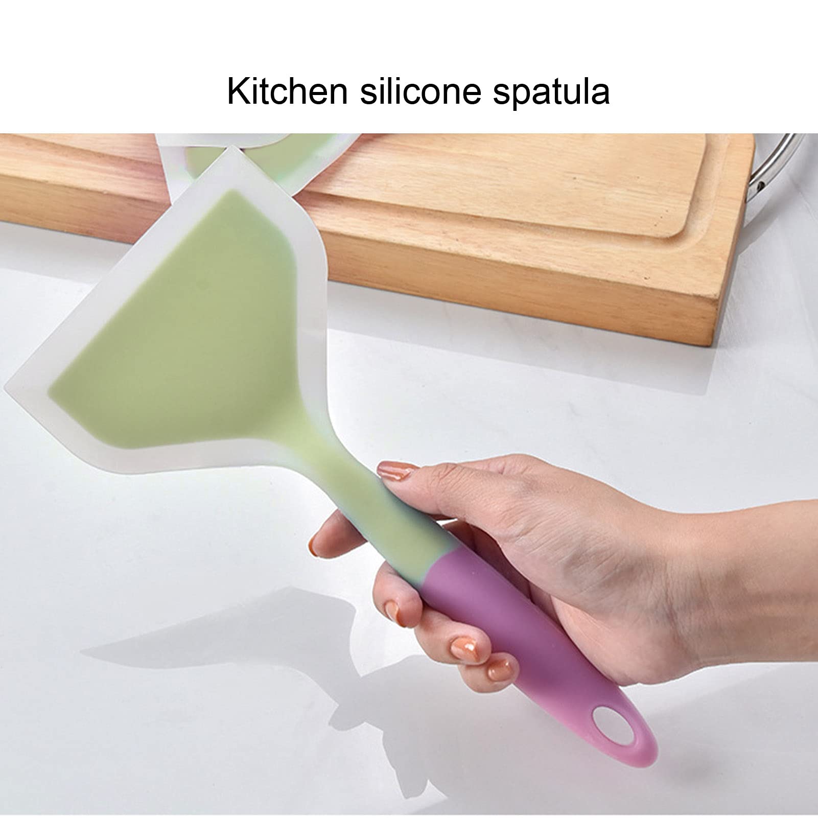 Ejoyous Espátula Ancha de Silicona, Espátula de Cocina Transparente de Dos Colores con Cabeza Ancha de 10 X 4,7 Pulgadas, Antiadherente, Ergonómico, para Panqueques, Huevos, Carne, Cocina Casera