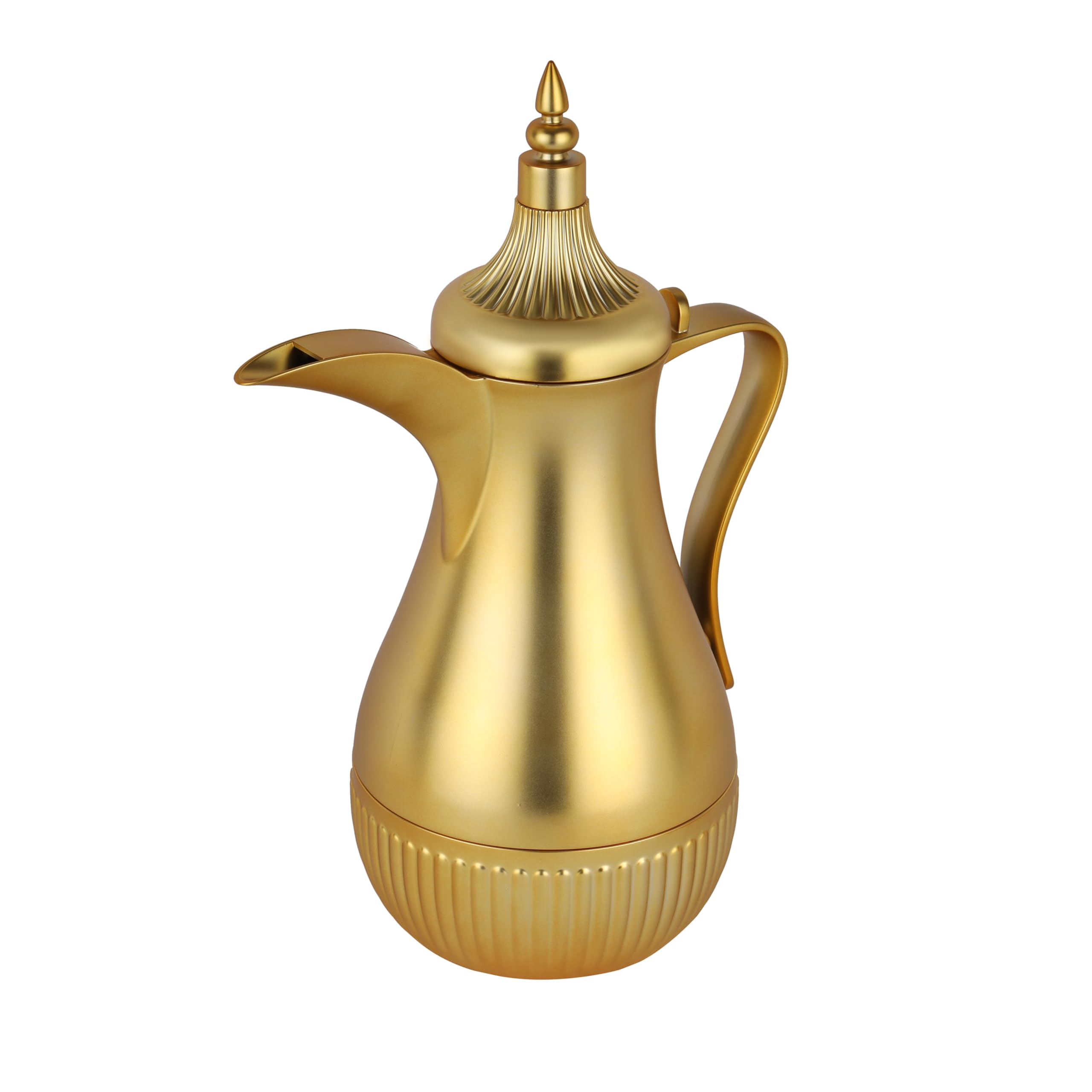 Royalford 1L Malika Vacuum Flask RF12135 with Pink Glass Inner and Golden PP Outer Body Hot or Cold, Asbestos-Free and Hygienic Leak-Proof Suitable for Indoor and Outdoor Use