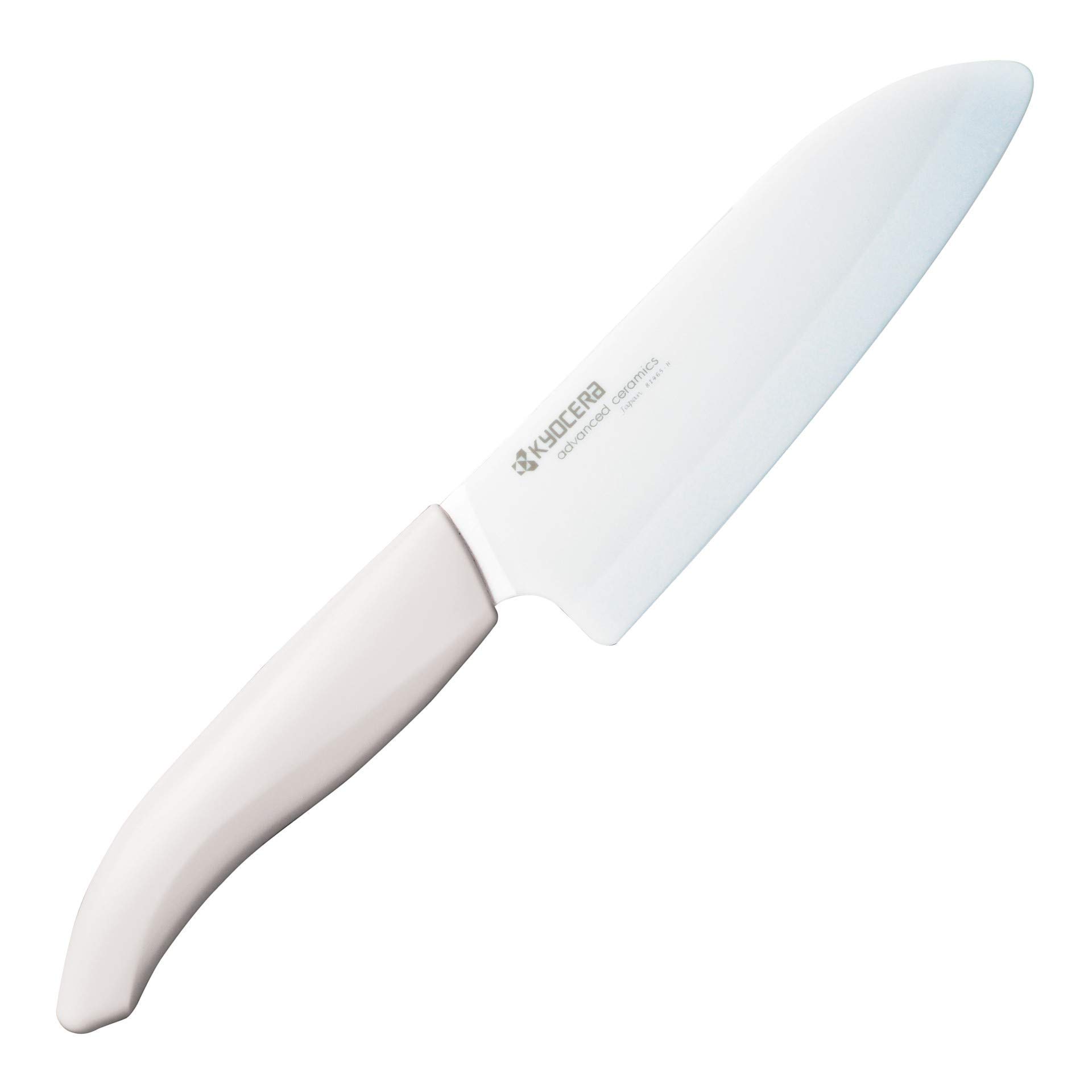 Kyocera Revolution 5-1/2-inch Santoku Ceramic Knife, White Handle, White Blade, 5.5-inch