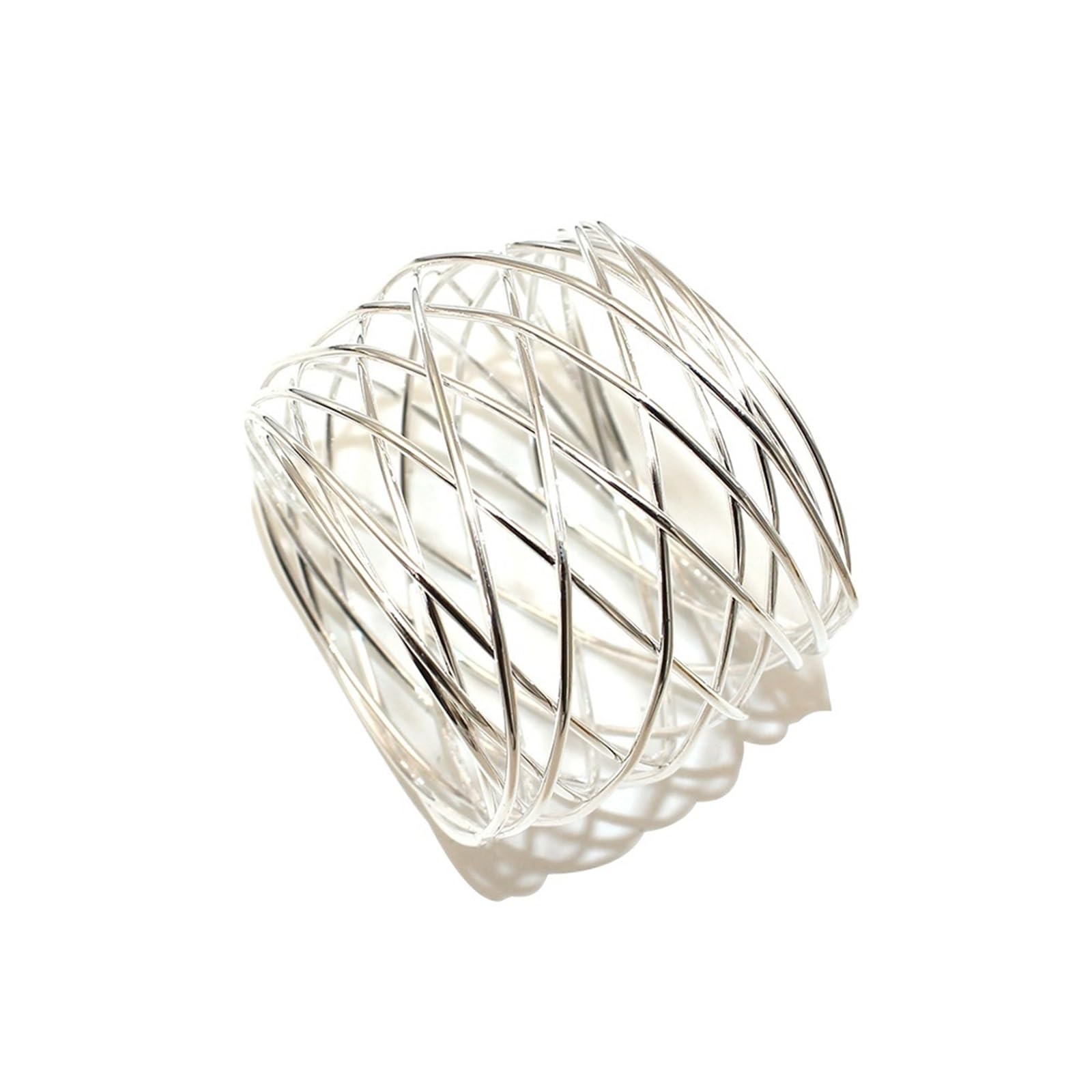 10pcs Silver Metal Napkin Rings Round Mesh Holder for Christmas Wedding Dining