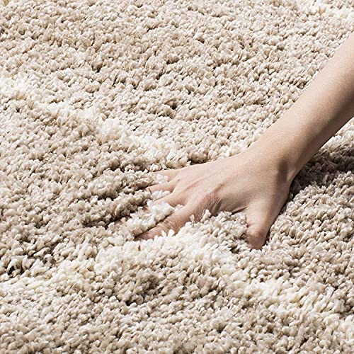Image of Premium Antiskid Shaggy Carpet /Rug Plain Fur Rectangular Rugs,Soft Microfiber for Bedroom,Living Room,Kids Room,Hall etc (Ivory Beige, 5X5 FEET Round)
