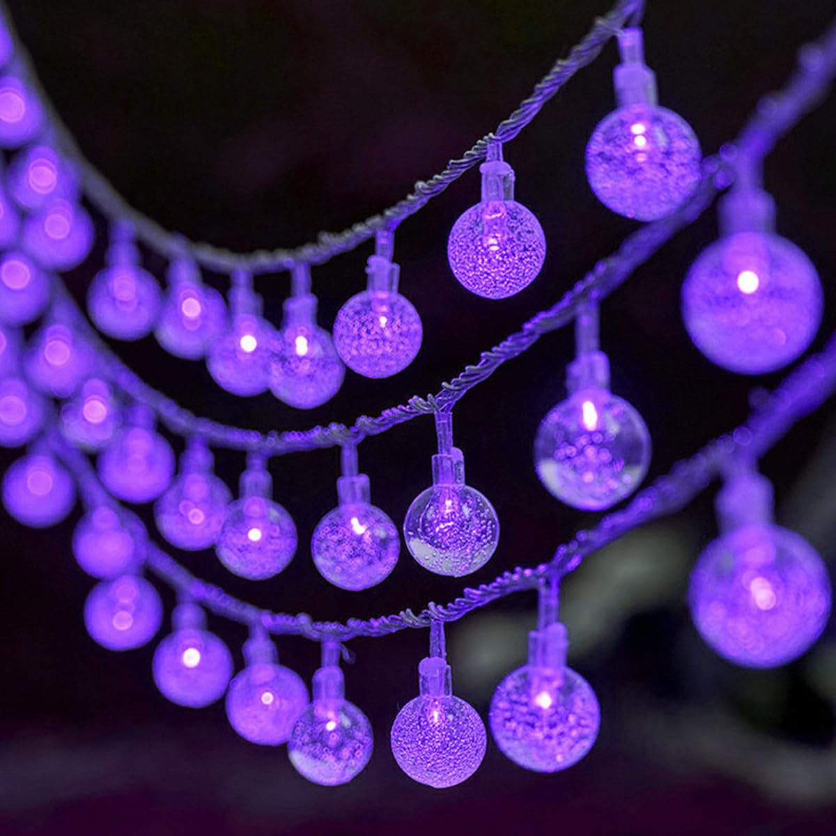 QQY LED Globe String Lights, Fairy Lights USB Powered Christmas Light for Home Party Patio Garden Wedding (10M 80LED, Purple)