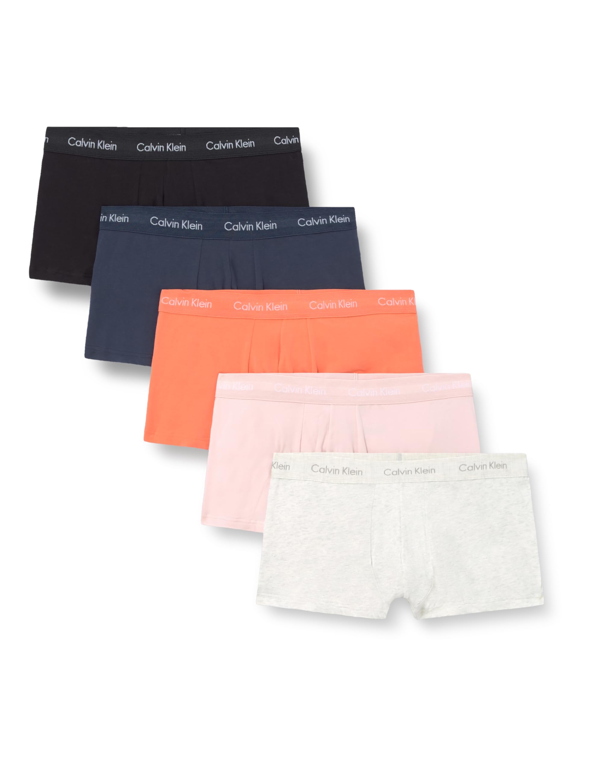 Calvin Klein Herren Low Rise Trunk 5pk 000NB2734A Trunk, Multi (Schwarz/Schneeheizung/Coral Pop/Ink/PO), Größe S, Mehrfarbig (Schwarz/Schnee-Heidekraut/Korallen-Pop/Ink/Po), S