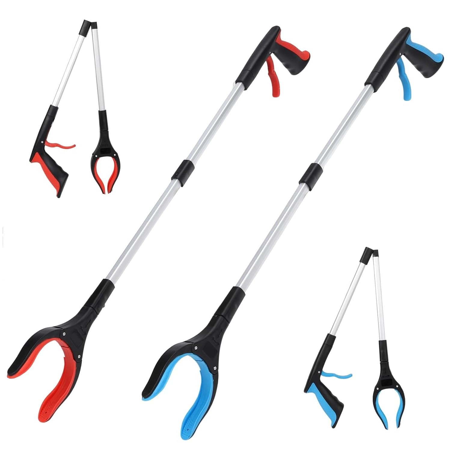 Szczypce chwytakowe dla seniorów, 2 sztuki, 83 cm z końcówkami magnetycznymi i głowicą obracającą się o 360°, ergonomiczne szczypce chwytające z antypoślizgowym pazurem, chwytak dla seniorów