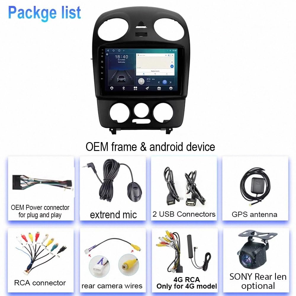 Radio Macchina Touch Screen per Volkswagen Beetle A4 2002-2011 Wireless Carplay Android Auto Stereo Auto Bluetooth Ips con Pantalla Táctil con Gps, 4 Nucleo 1G+32G