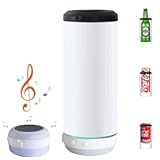1 Pack 16oz Sublimation Music Bluetooth Tumbler Cup 4 in 1 Can Cooler with Speaker Stainless Steel Double Wall Vacuum Insulated Can Holder Beer Can Cooler (white)
