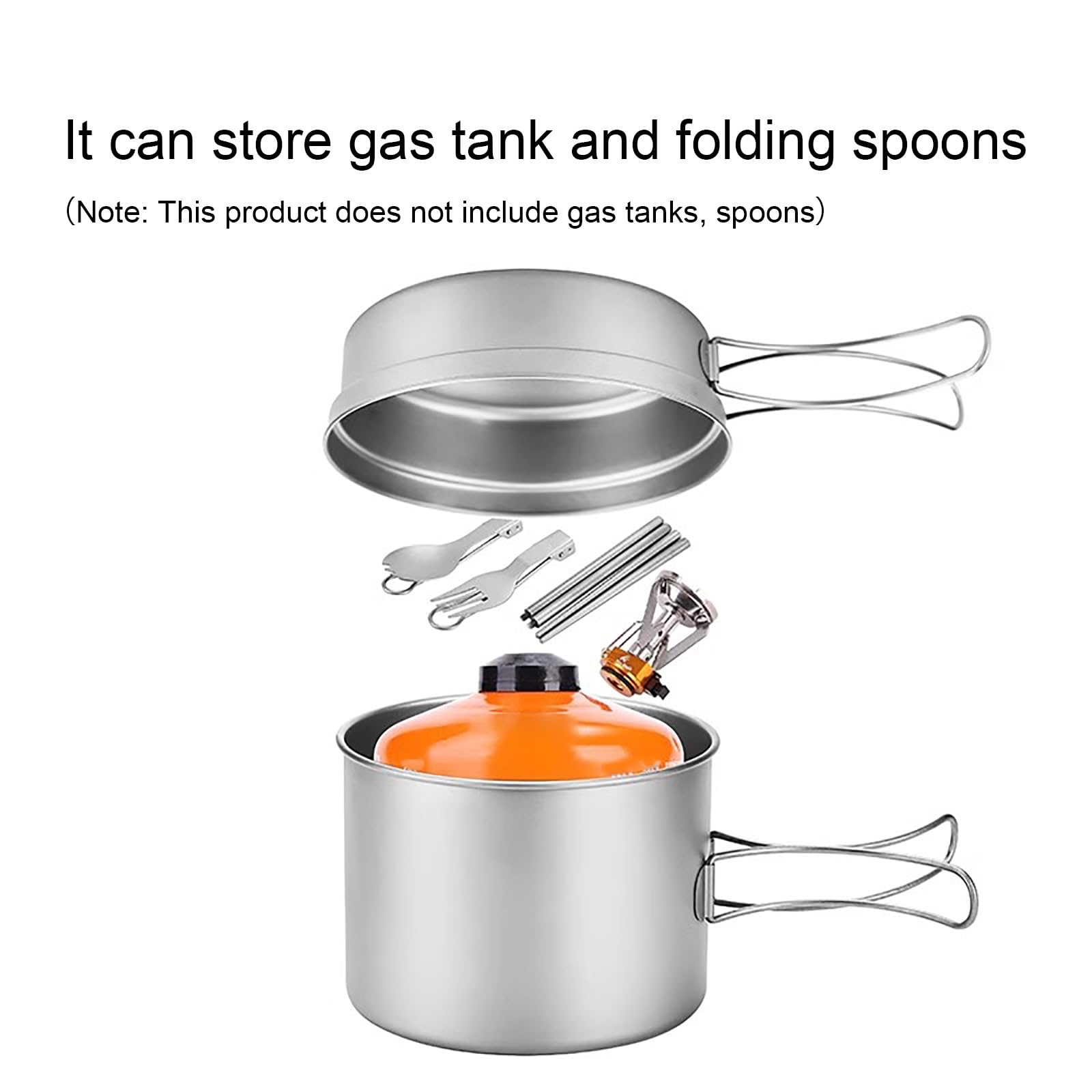 Casseroles Camping en Titane, Kit Camping 2 Ustensiles de Cuisine de Camping, Materiel Camping Ultraléger, avec Poignée Pliable, pour la Randonnée