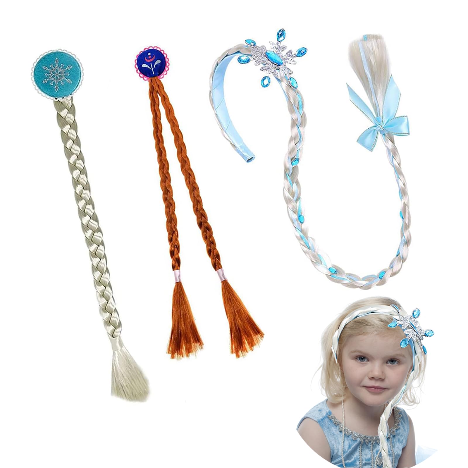 Treccia Frozen Set Parrucche Trecciate Rapunzel Per Bambine