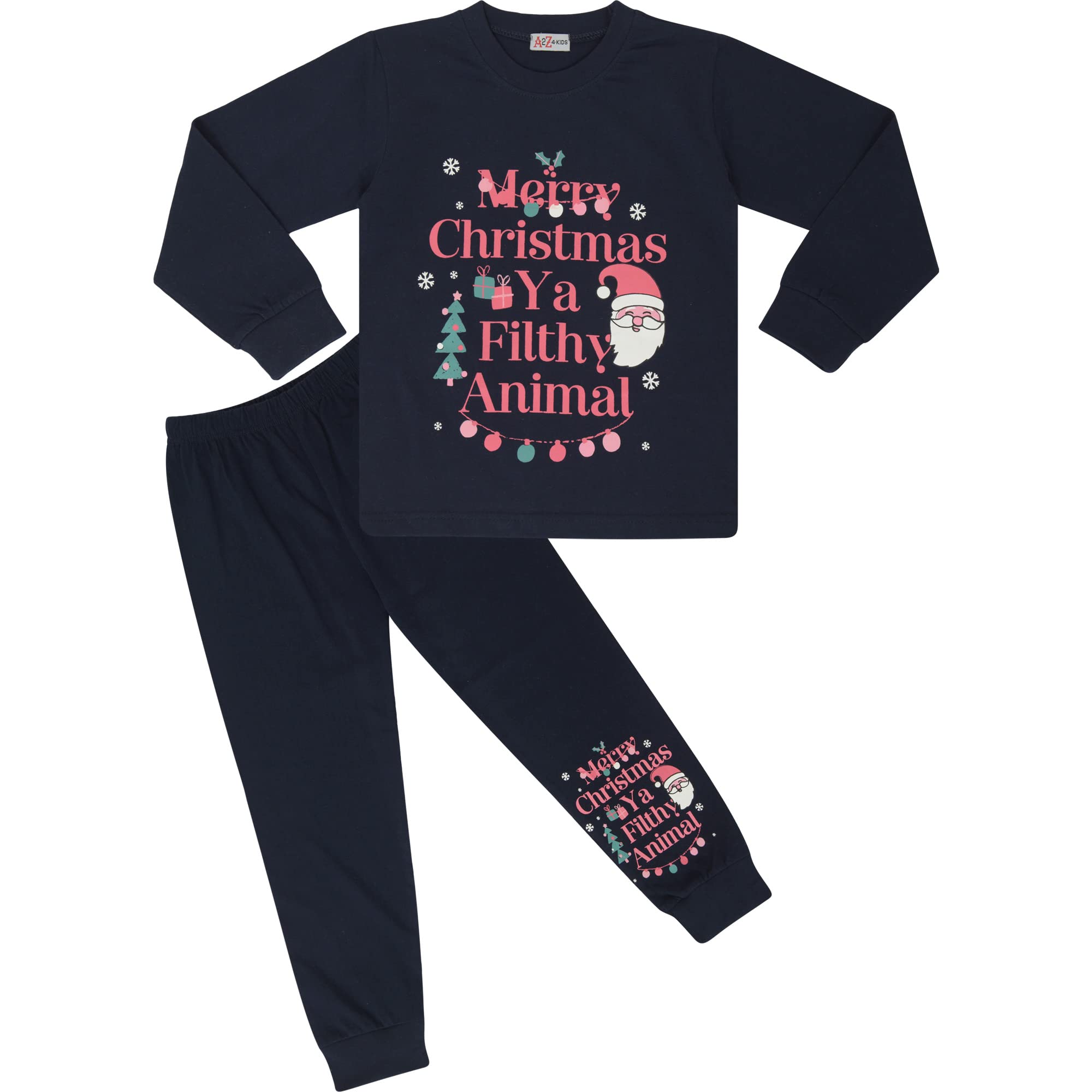 A2Z 4 Kids Girls Boys PJ's YA Filthy Printed Christmas Pyjamas Loungewear Long Sleeves Sleeves Xmas - PJS 206 Ya Filthy Navy 13