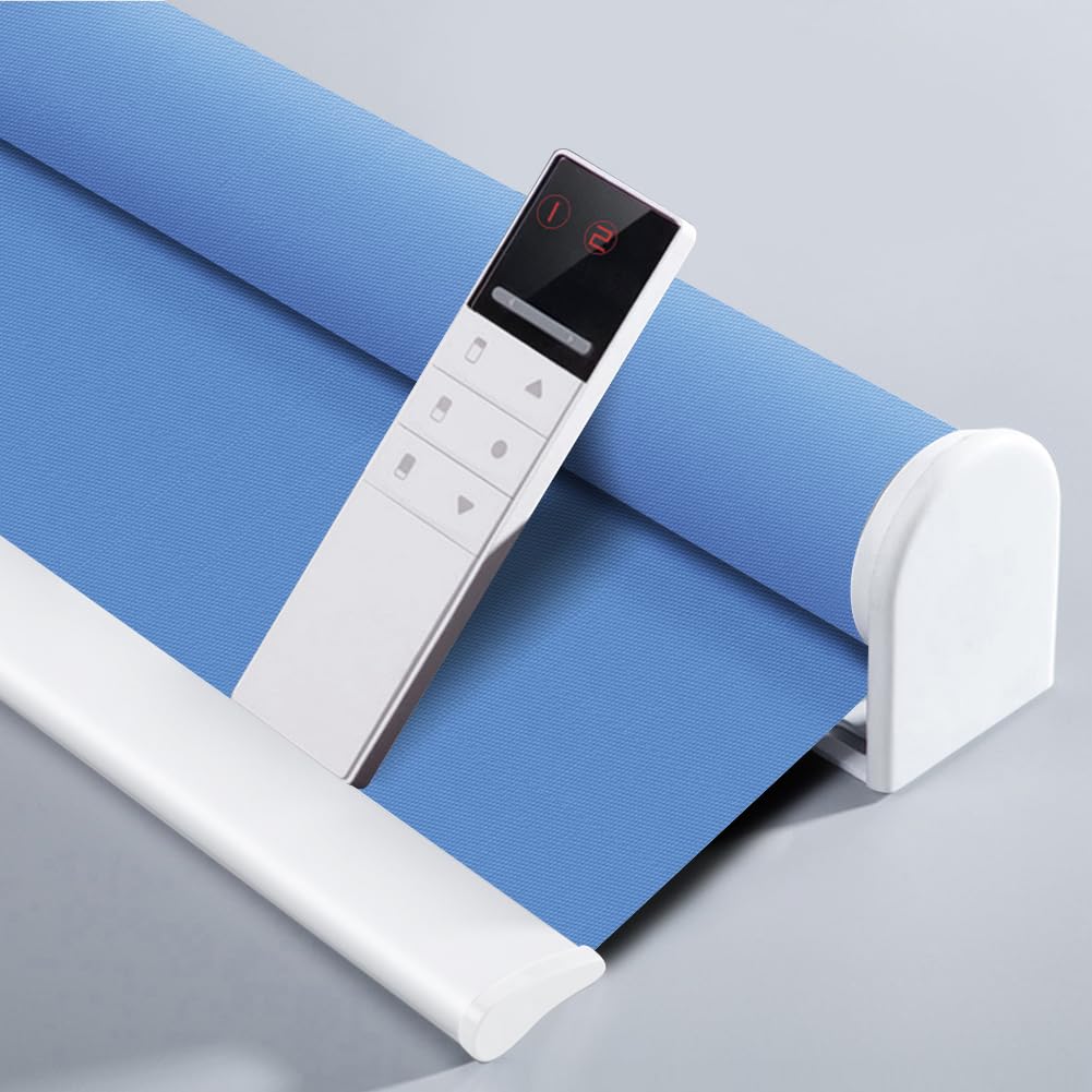 ZSHINE Motorized Blackout Window Blinds Customize Width (23-95 Inches) Remote Control Wireless and Rechargeable Roller Shades Blinds for Windows, Home, Office, Hotel, Club, Restaurant (82010w)