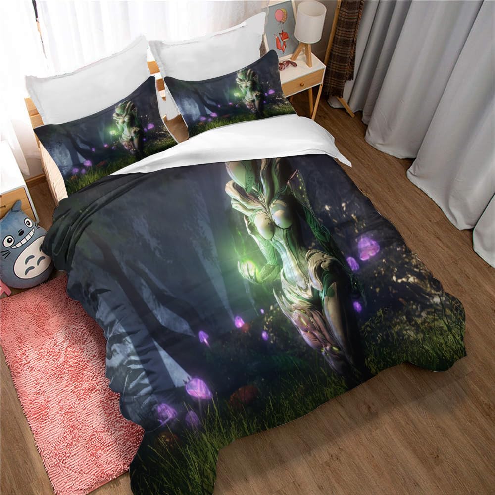 Warframe Egyptian Cotton Bedding Set Duvet Cover Set Soft Queen Size Bedsheet Quilt Cover (220x230cm(King),Warframe 03)