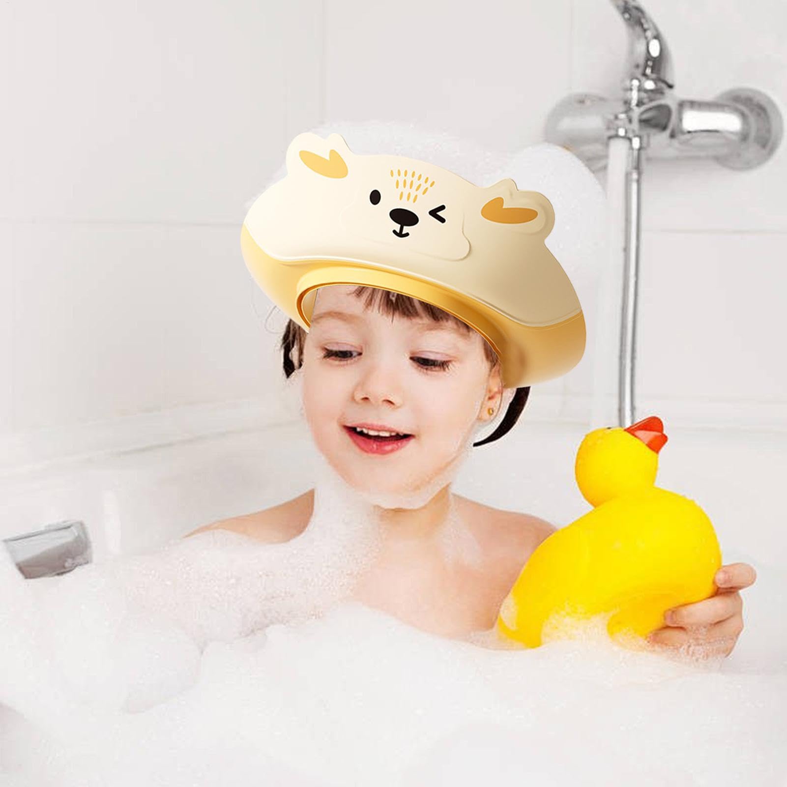 Baby Shower Shampoo Hat, Adjustable Bath Visor for Children 23x23x8.5cm, Ear Protection Shampooing Hat, Hair Washing Protection for Boys and Girls, Safe Bathing Supplies