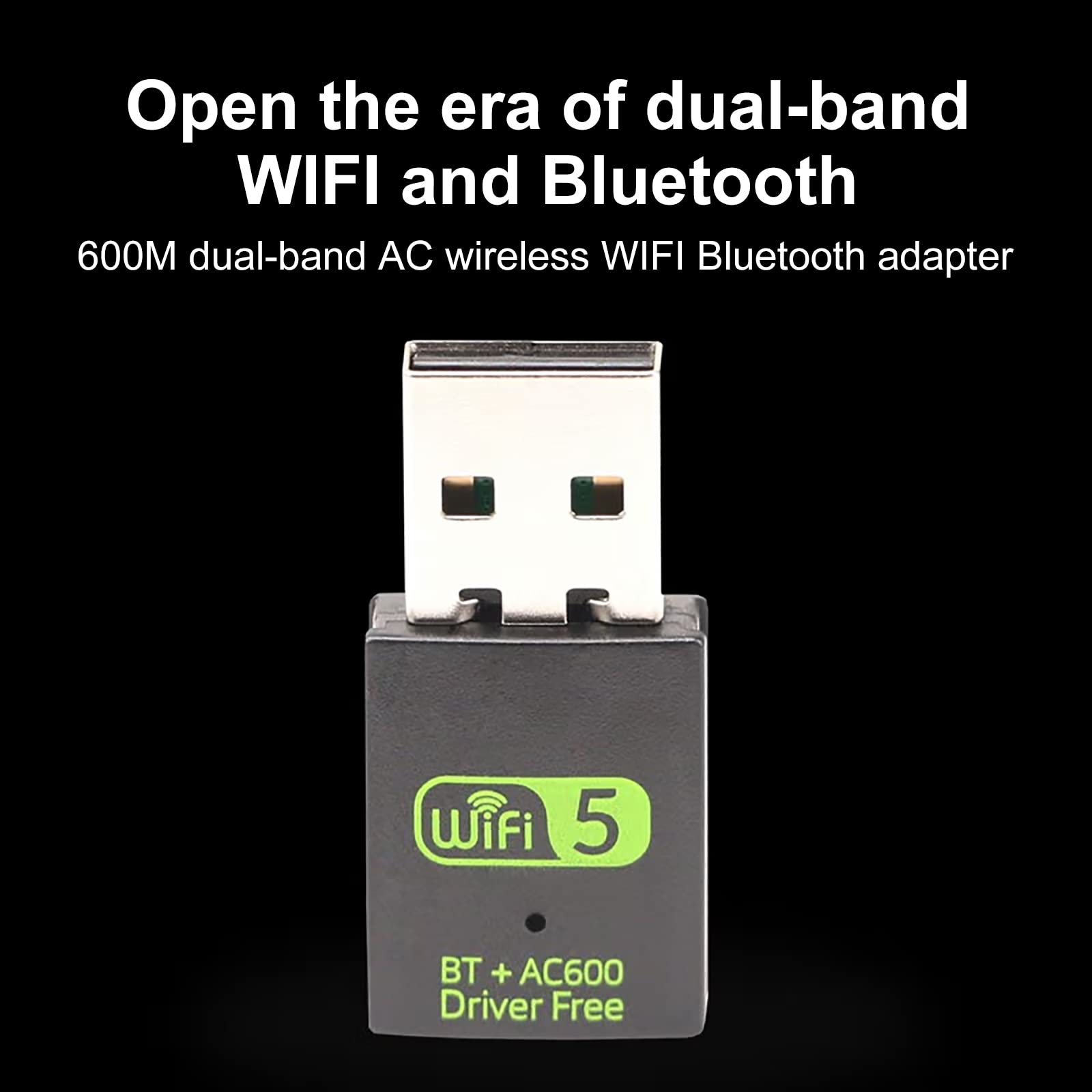 USB WiFi Bluetooth Adapter, 600Mbps Dual Band 2.4/5GHz Wireless Network Card, USB WiFi Dongle for PC/Laptop/Desktop, Support Windows XP/7/8.1/10
