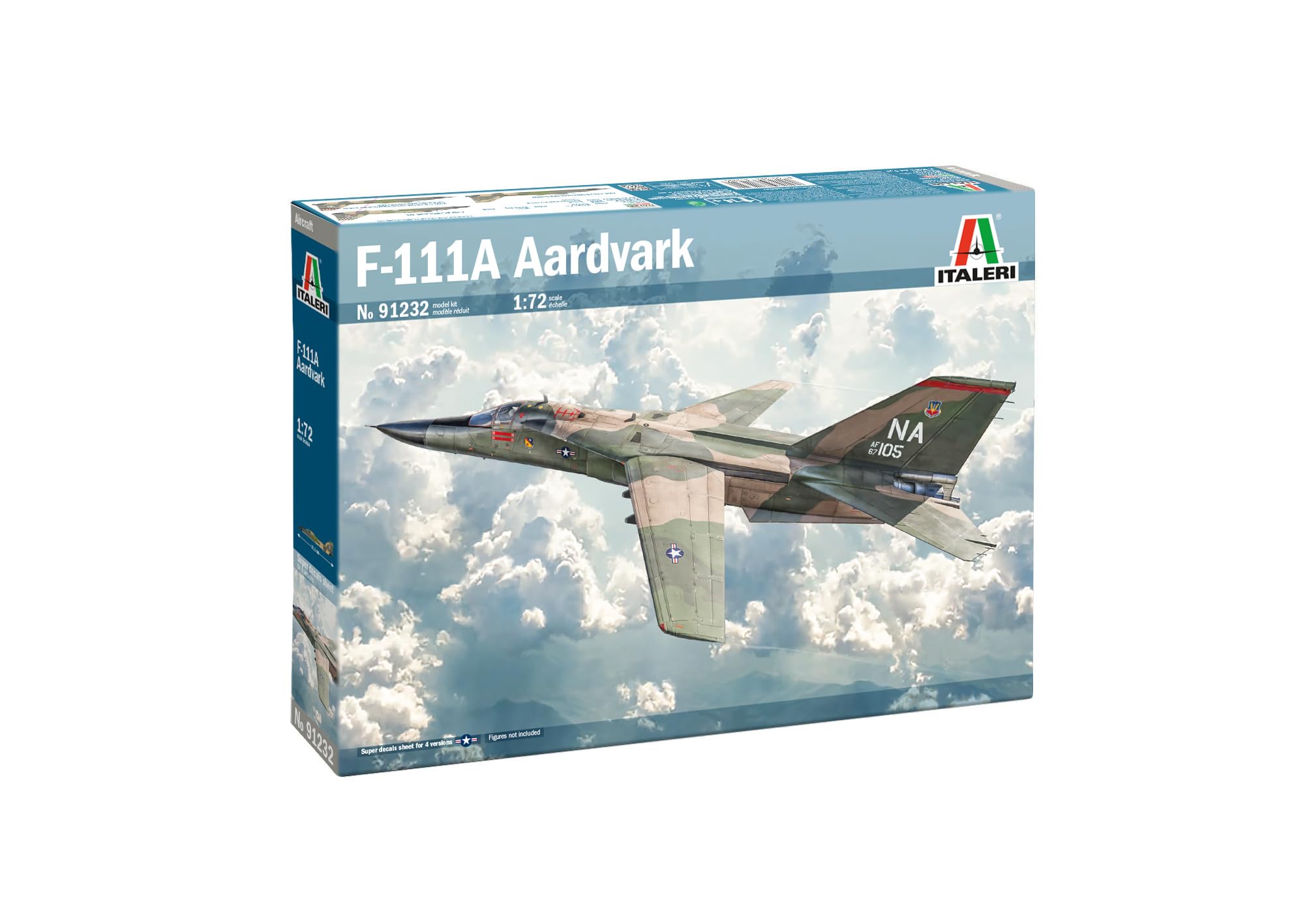 Italeri 91232 F-111A Aardvark 1:72 Scale Plastic Model Kit/Model Assembly